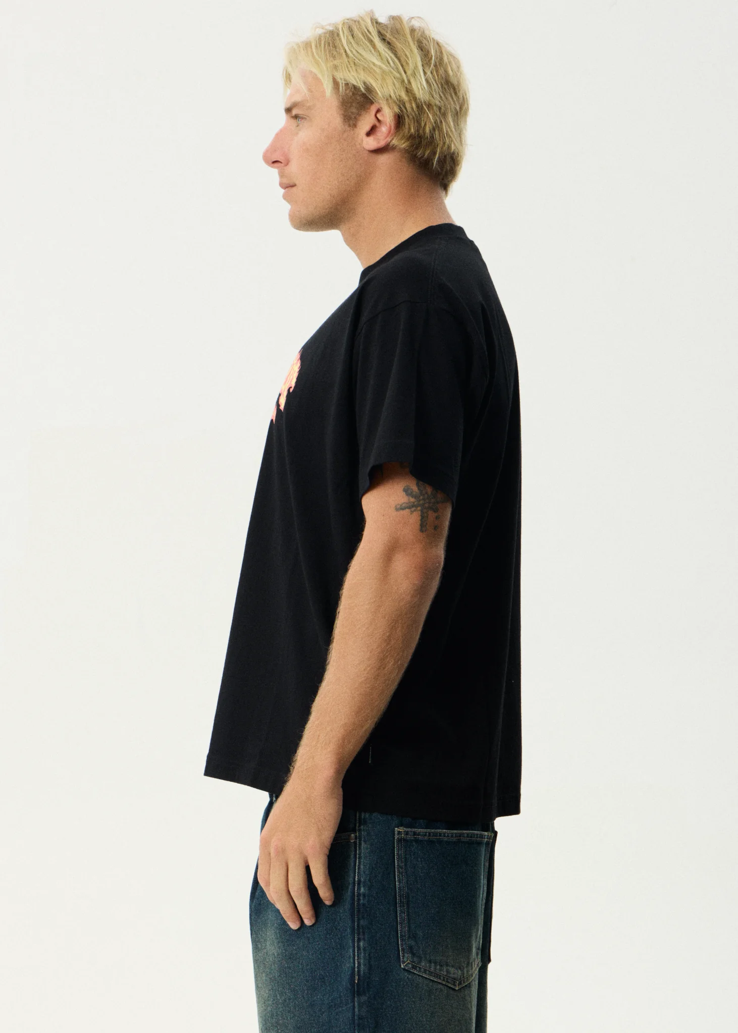 AFENDS Flame On- Boxy Tee - Black