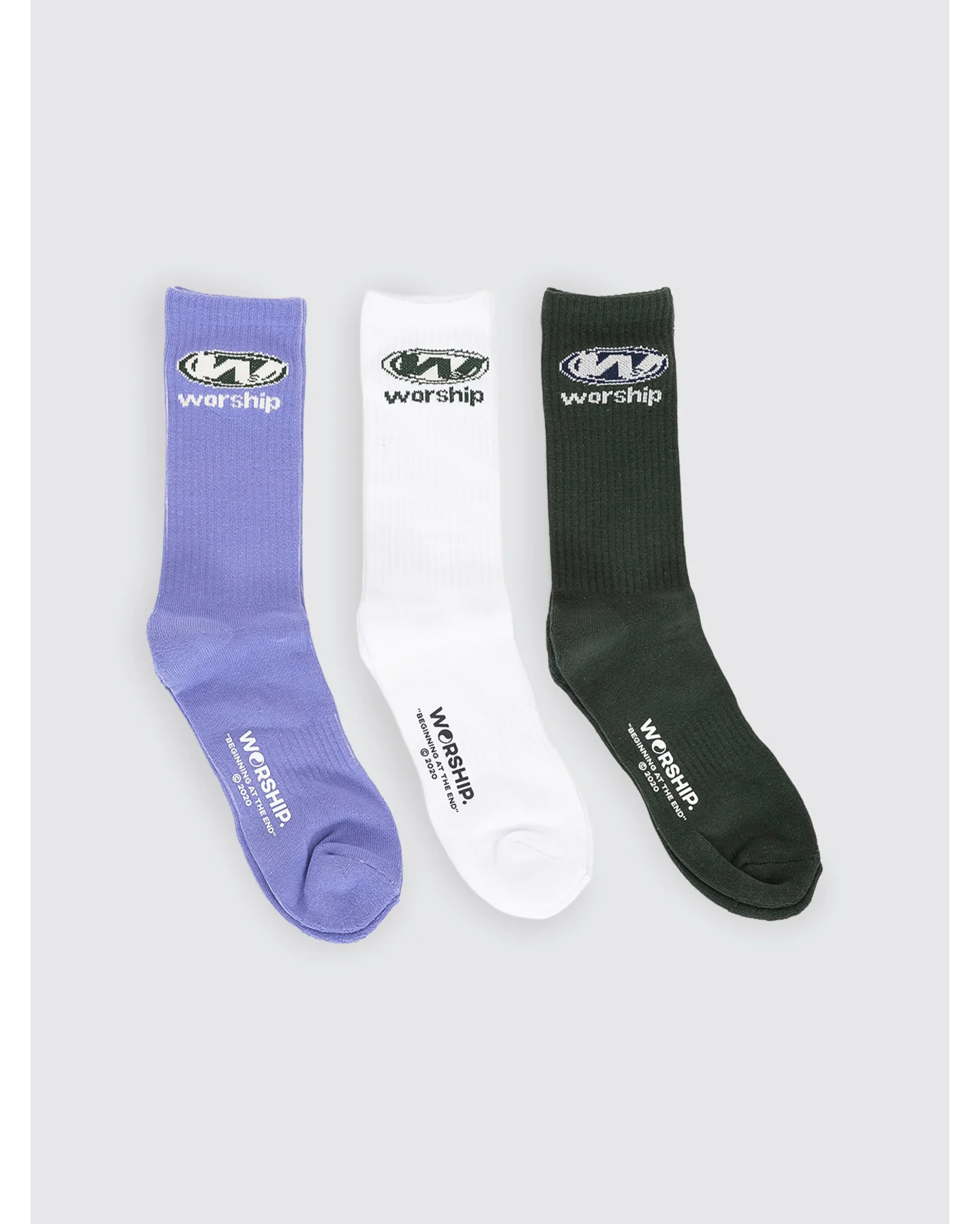 WORSHIP Sonic socks 3pack - White/green/blue