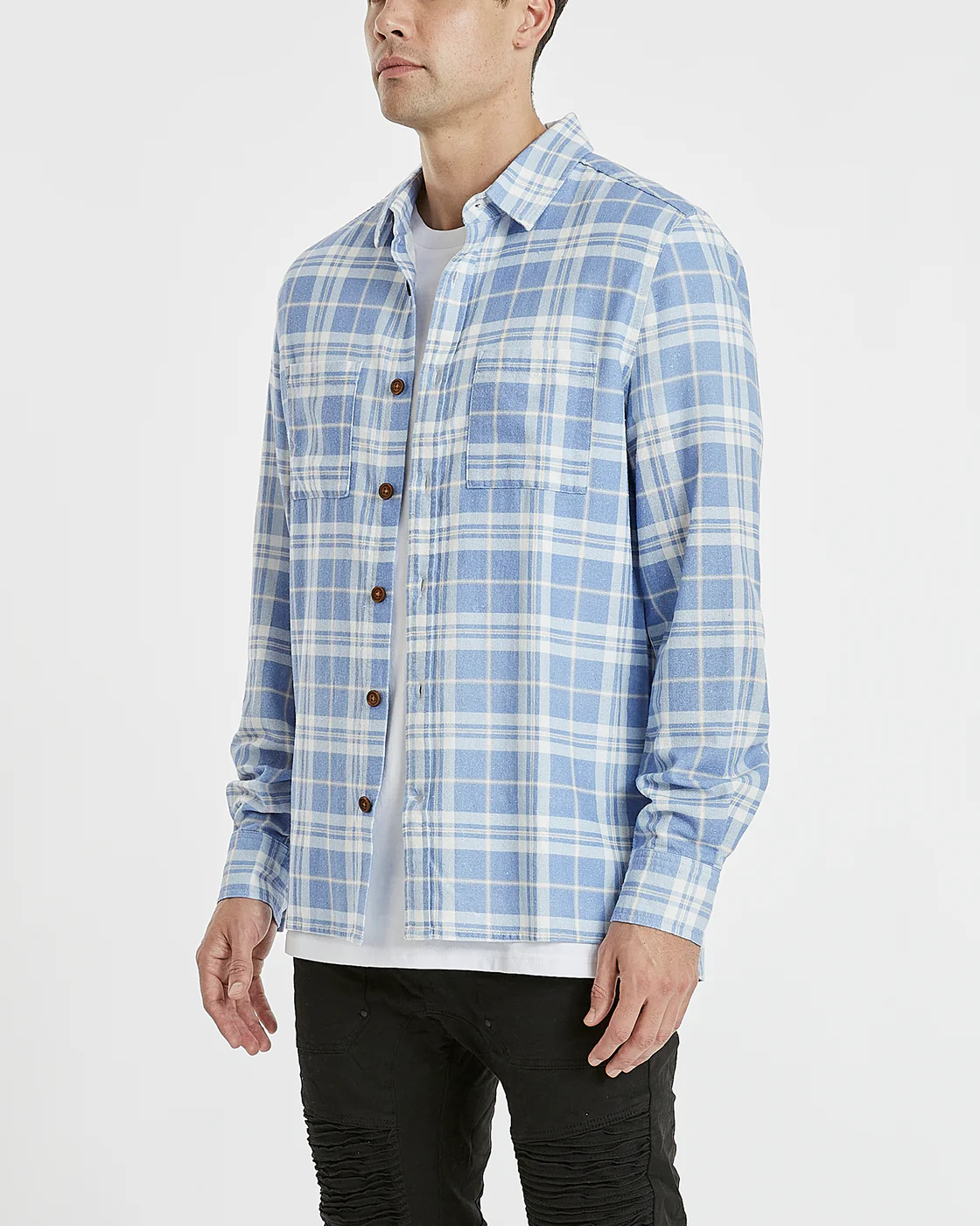 Kscy trusted casual long sleeve shirt - purple/tan check