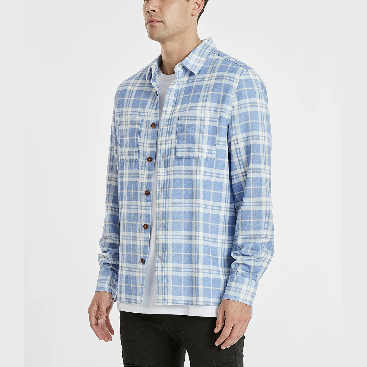 Kscy trusted casual long sleeve shirt - purple/tan check