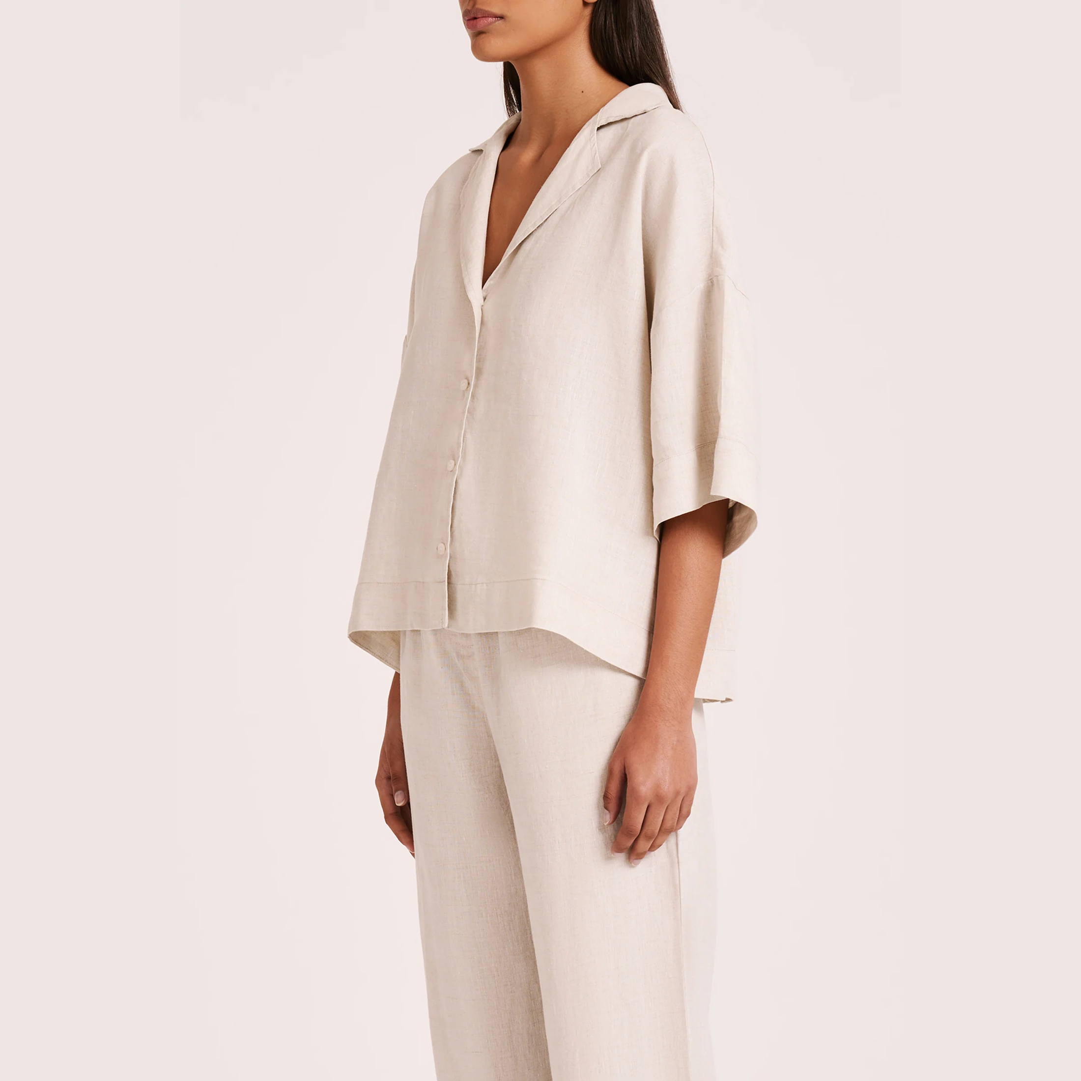 Nude lucy lounge linen shirt- natural