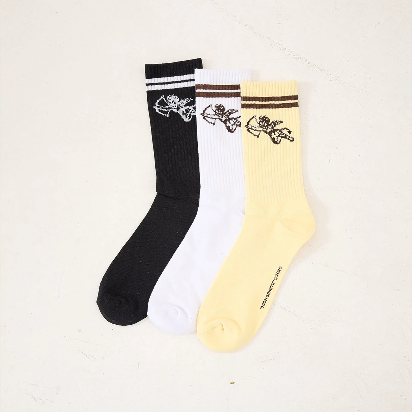 WORSHIP Cherub 3 Pack Socks - Lemon Icing - Black - White