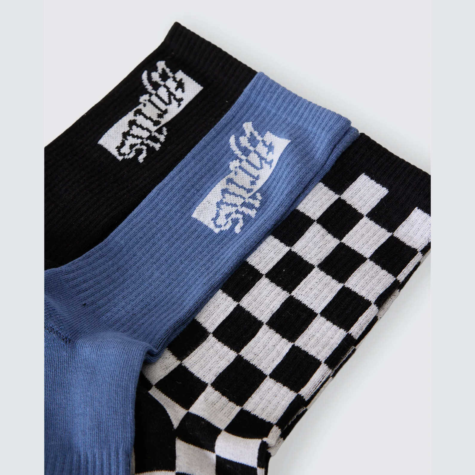THRILLS Can You Feel It 3 Pack Sock - Black - Federal Blue - Black Check