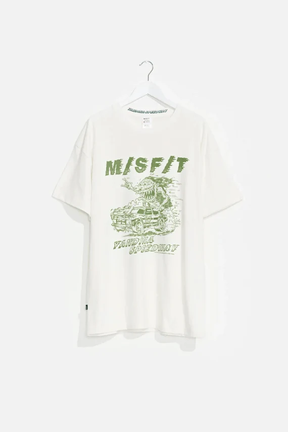 Misfit yandina speedway 50/50 tee - washed white