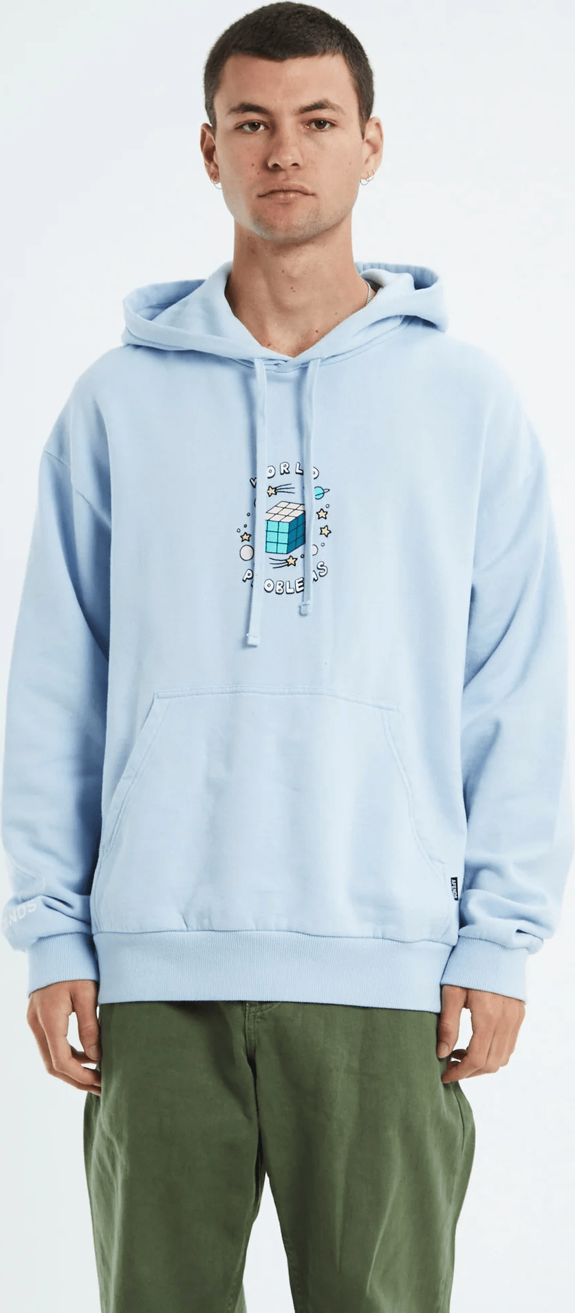Afends world problems recycled hoodie- powder blue