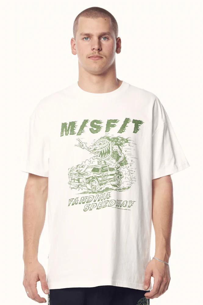 Misfit yandina speedway 50/50 tee - washed white