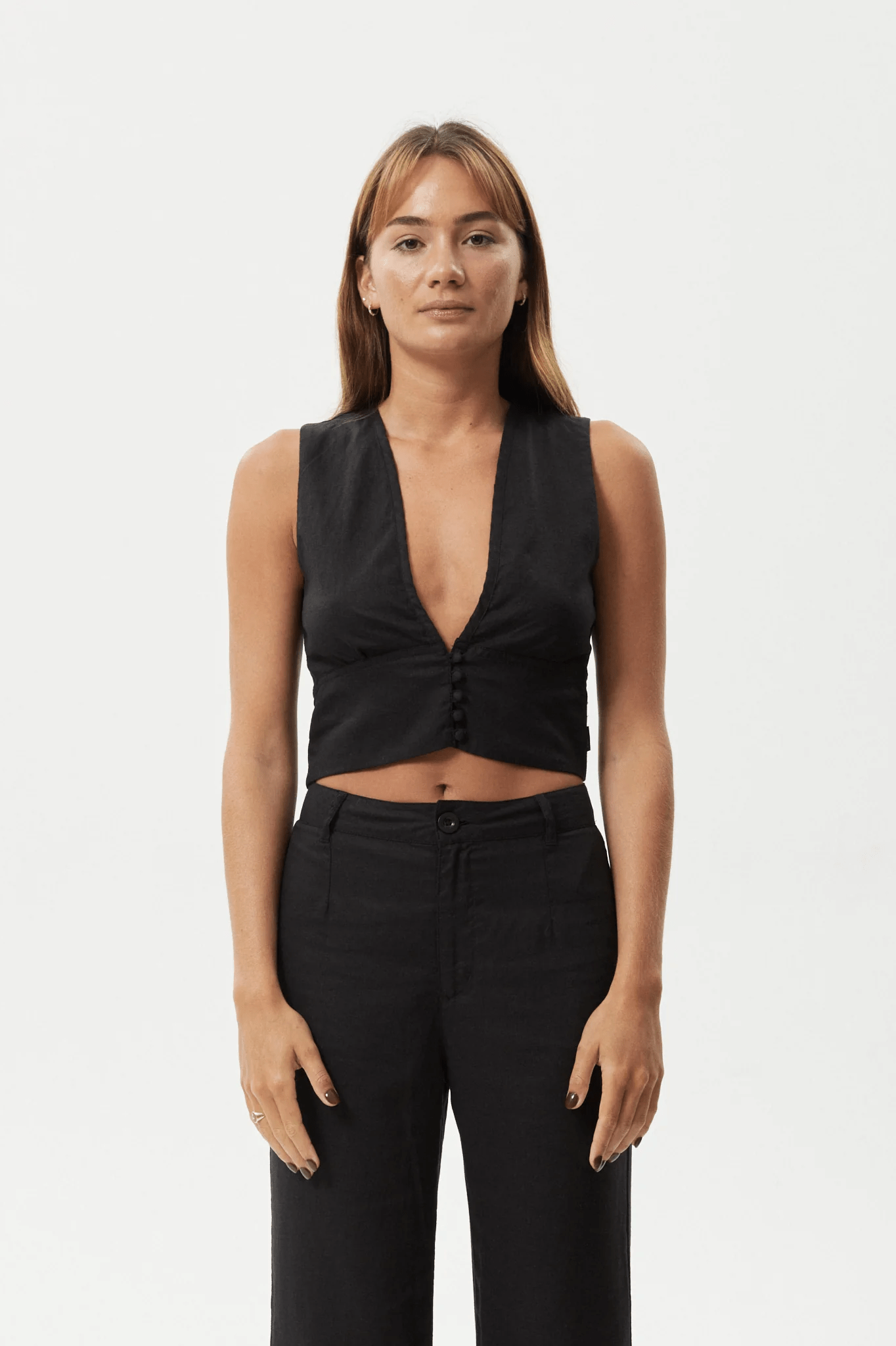 Afends lilo- button up top - black button up top