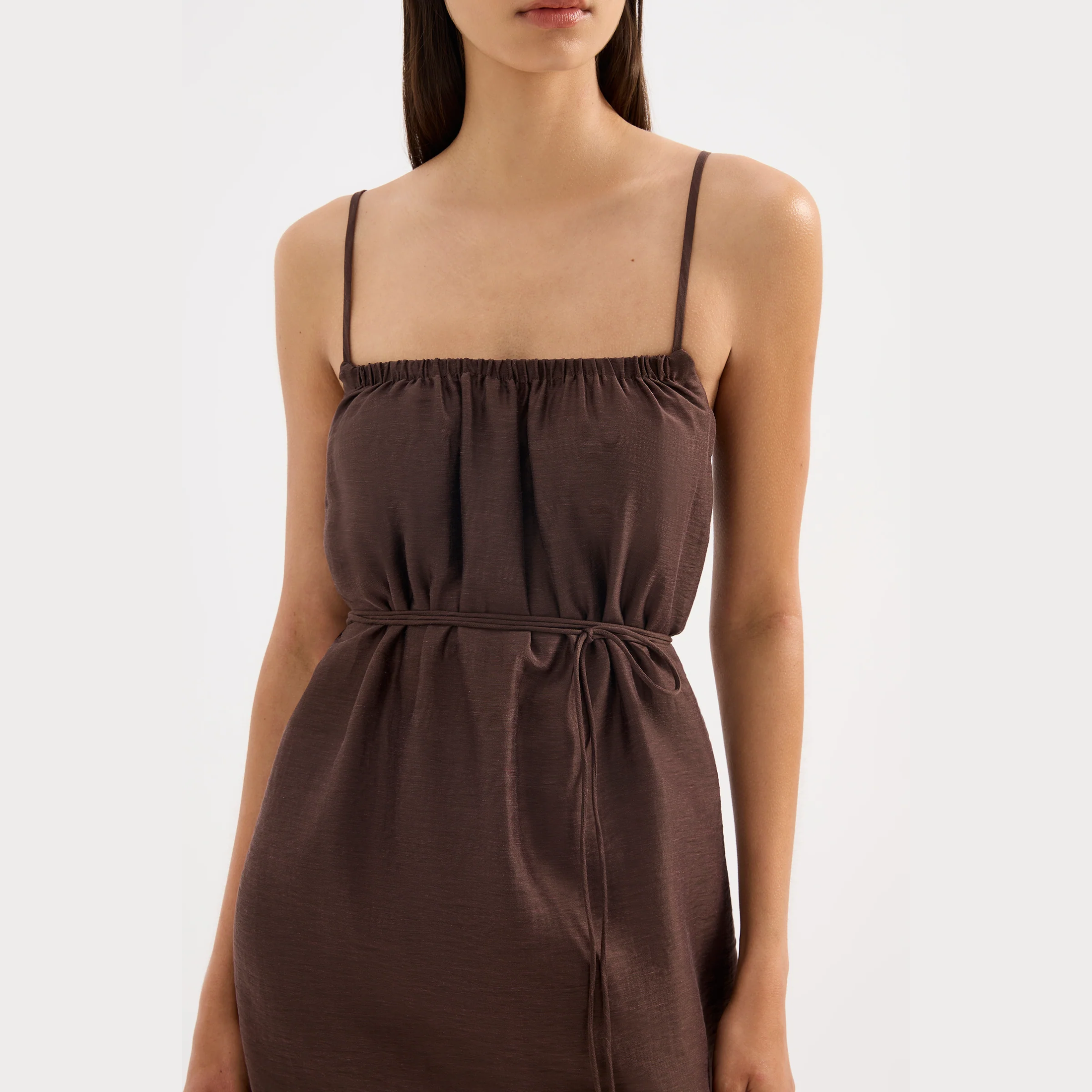 NUDE LUCY Ziki Linen Mini Dress - Chocolate