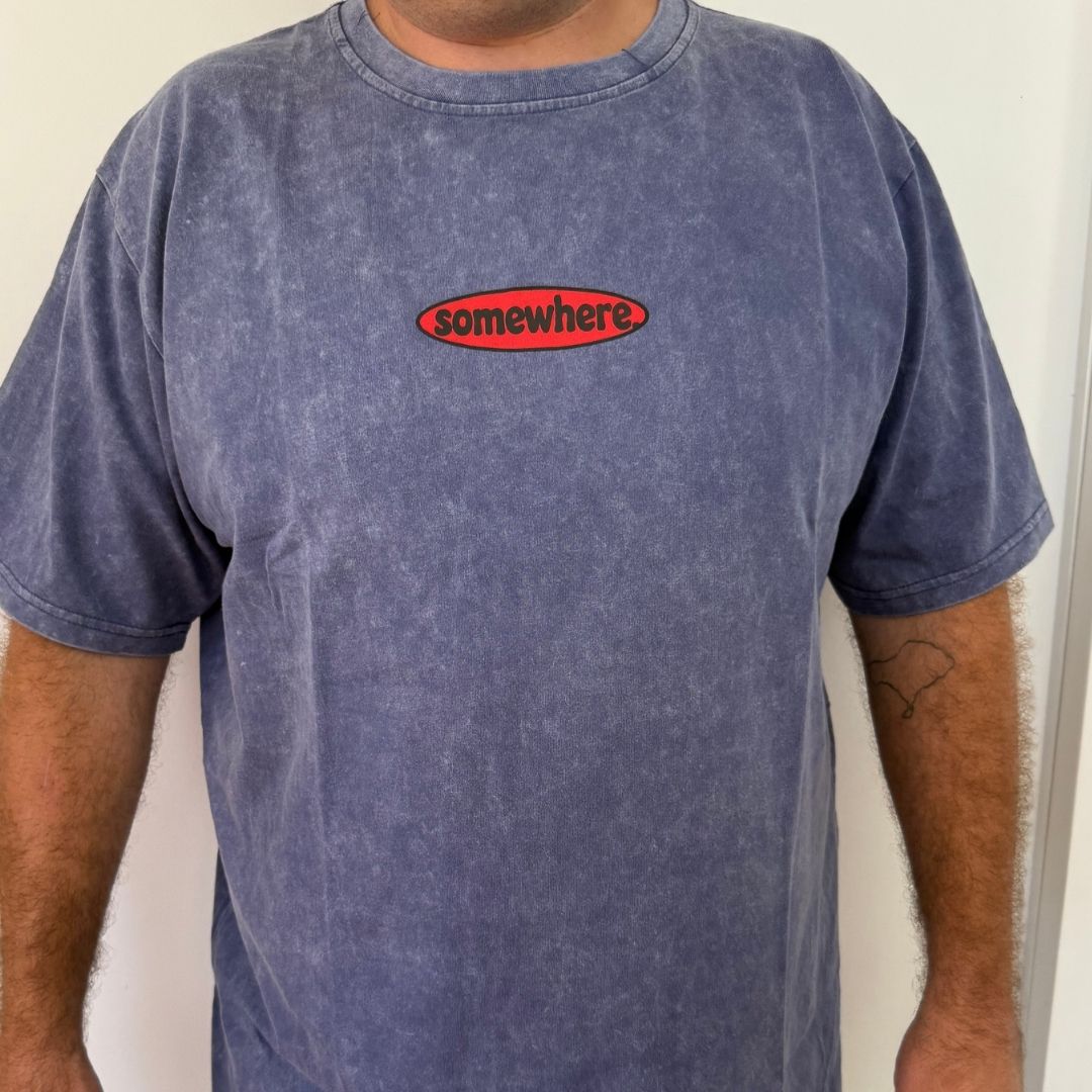 Somewhere – The Retro Tee – Washed Blue