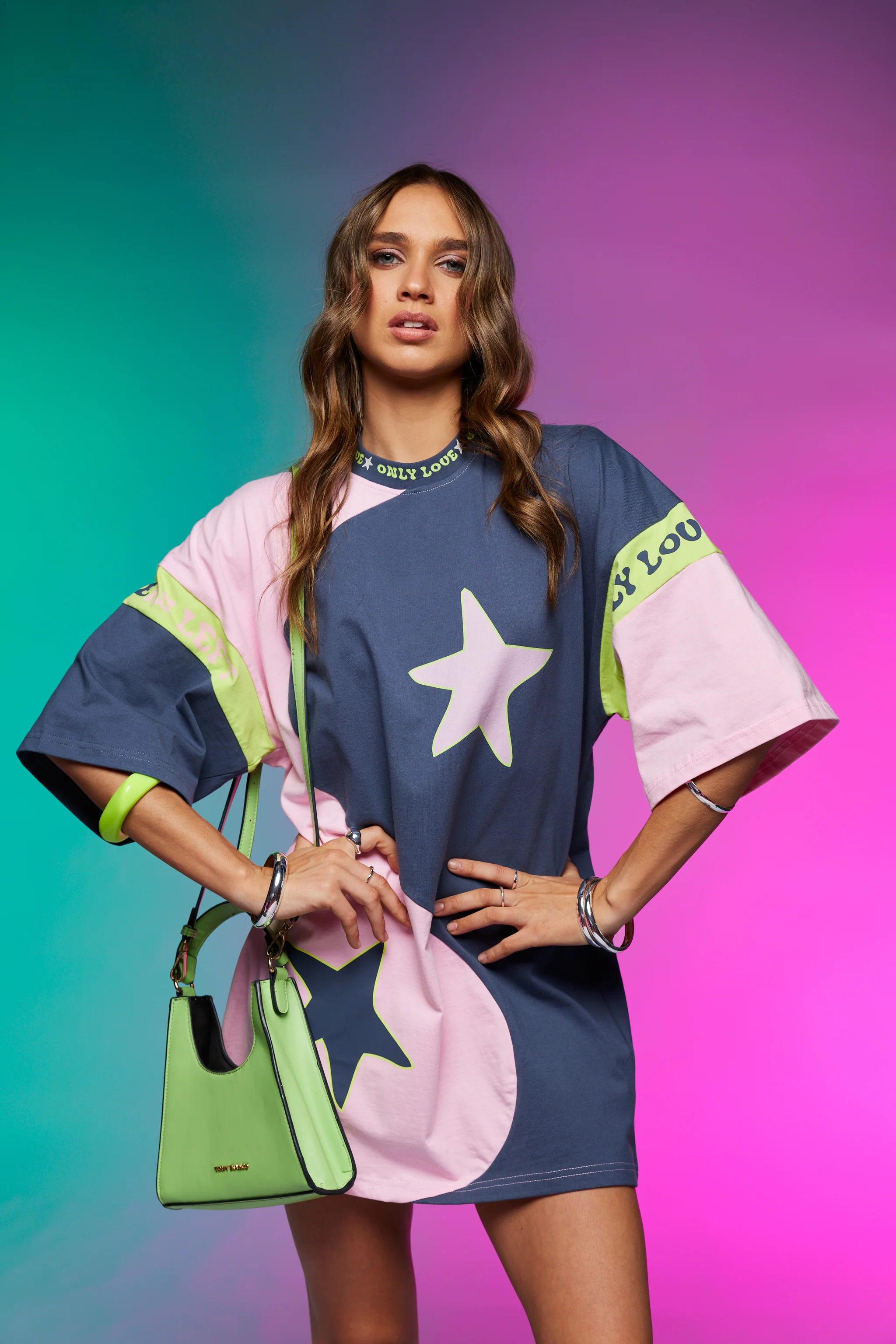 ONLY LOVERS LEFT Yin yang tee dress - Charcoal lime