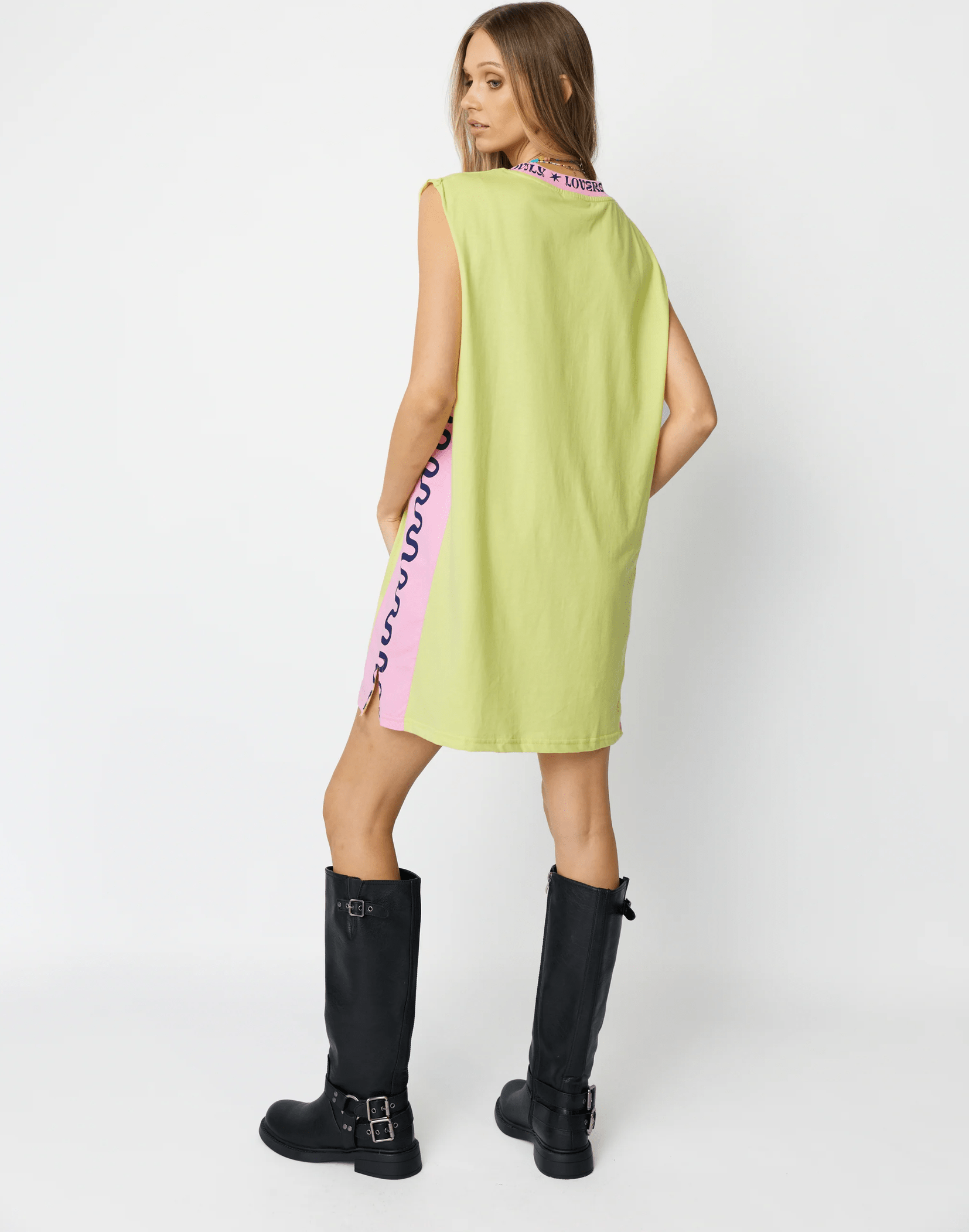 ONLY LOVERS LEFT Wave Racer Tank Dress - Chartreuse
