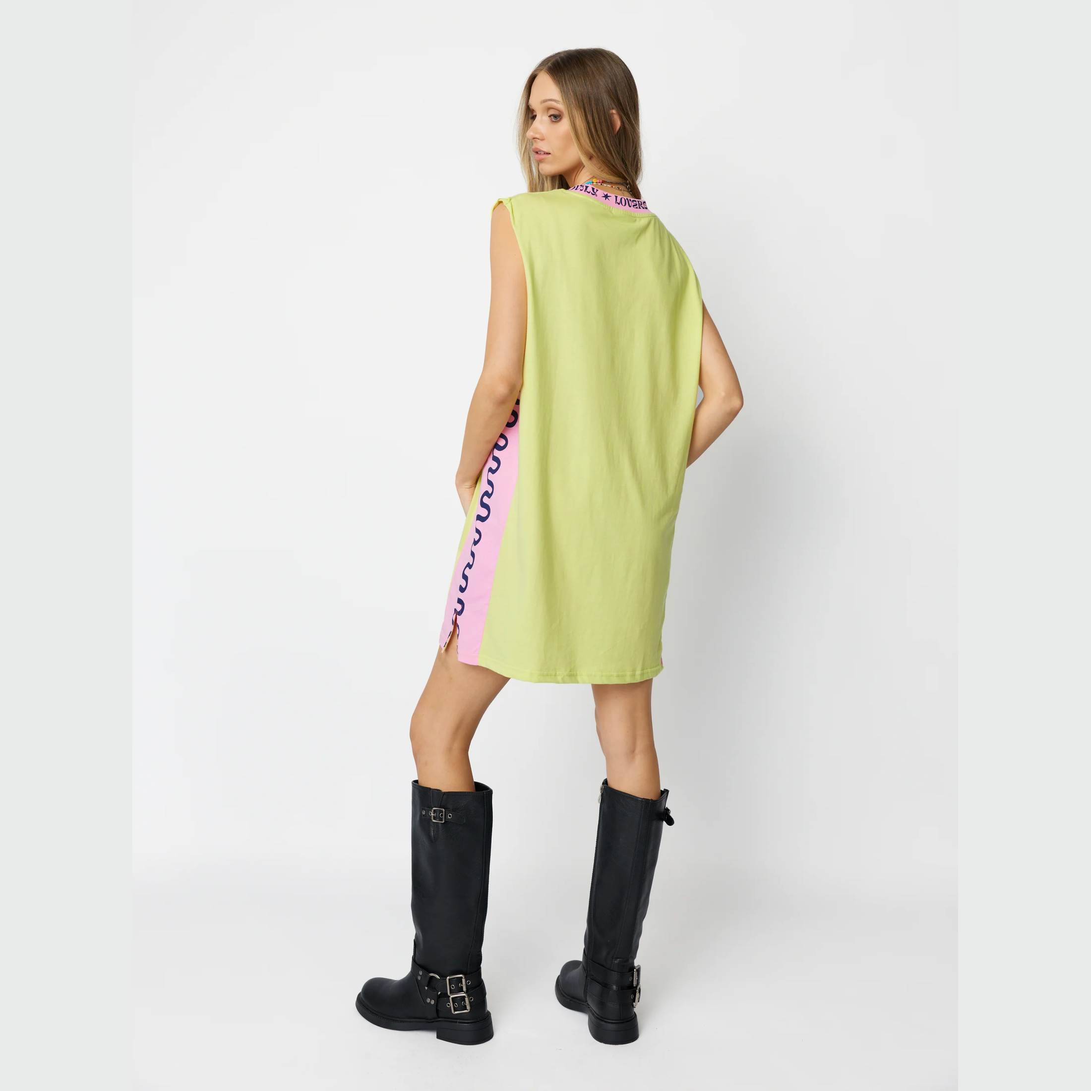 ONLY LOVERS LEFT Wave Racer Tank Dress - Chartreuse
