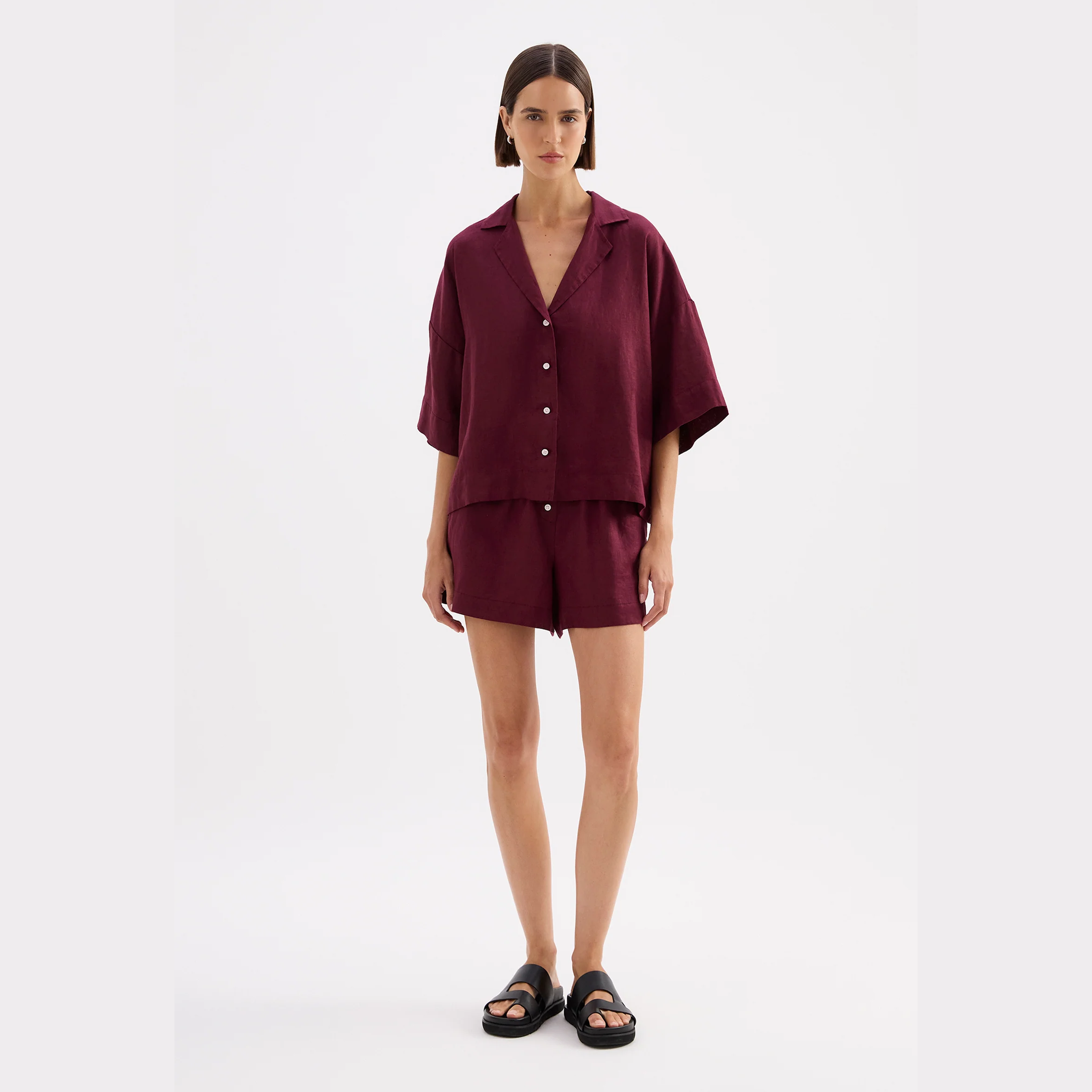 NUDE LUCY Lounge linen short - Merlot