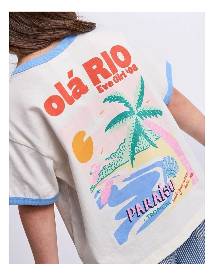 EVE GIRL Vacay ringer tee - Vintage white