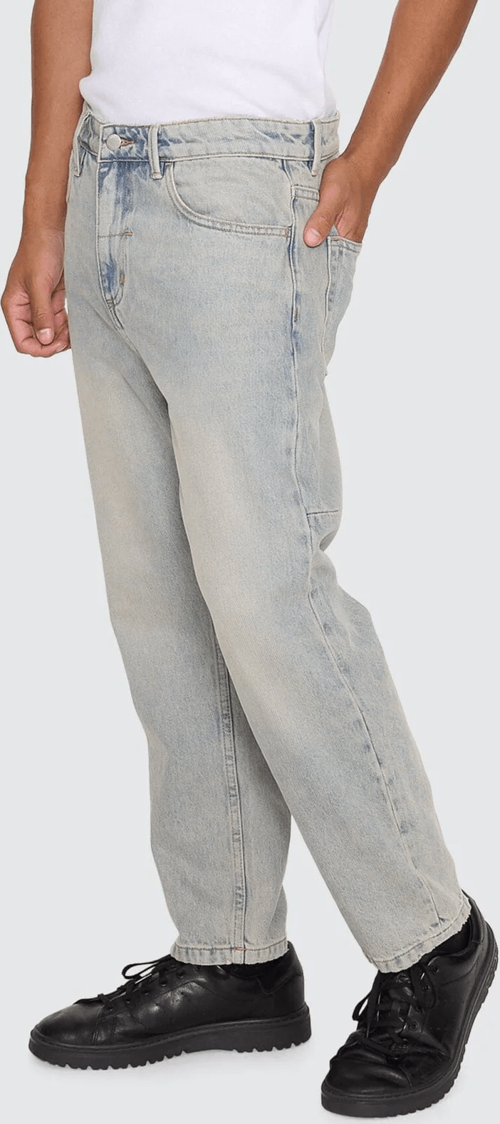 THRILLS Chopped Straight Cropped Denim Jean - Light granite blue