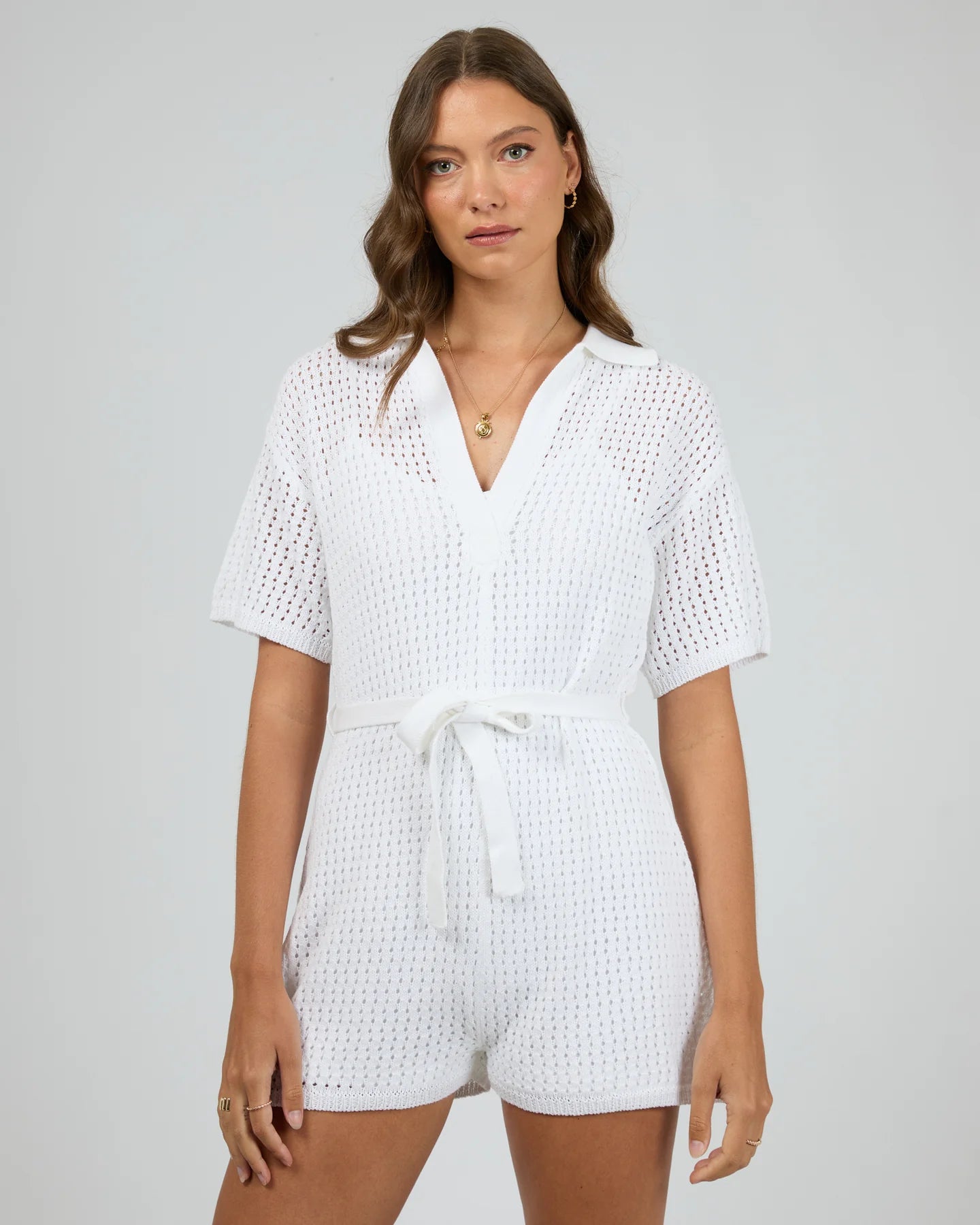 ALL ABOUT EVE Crochet playsuit - Vintage white