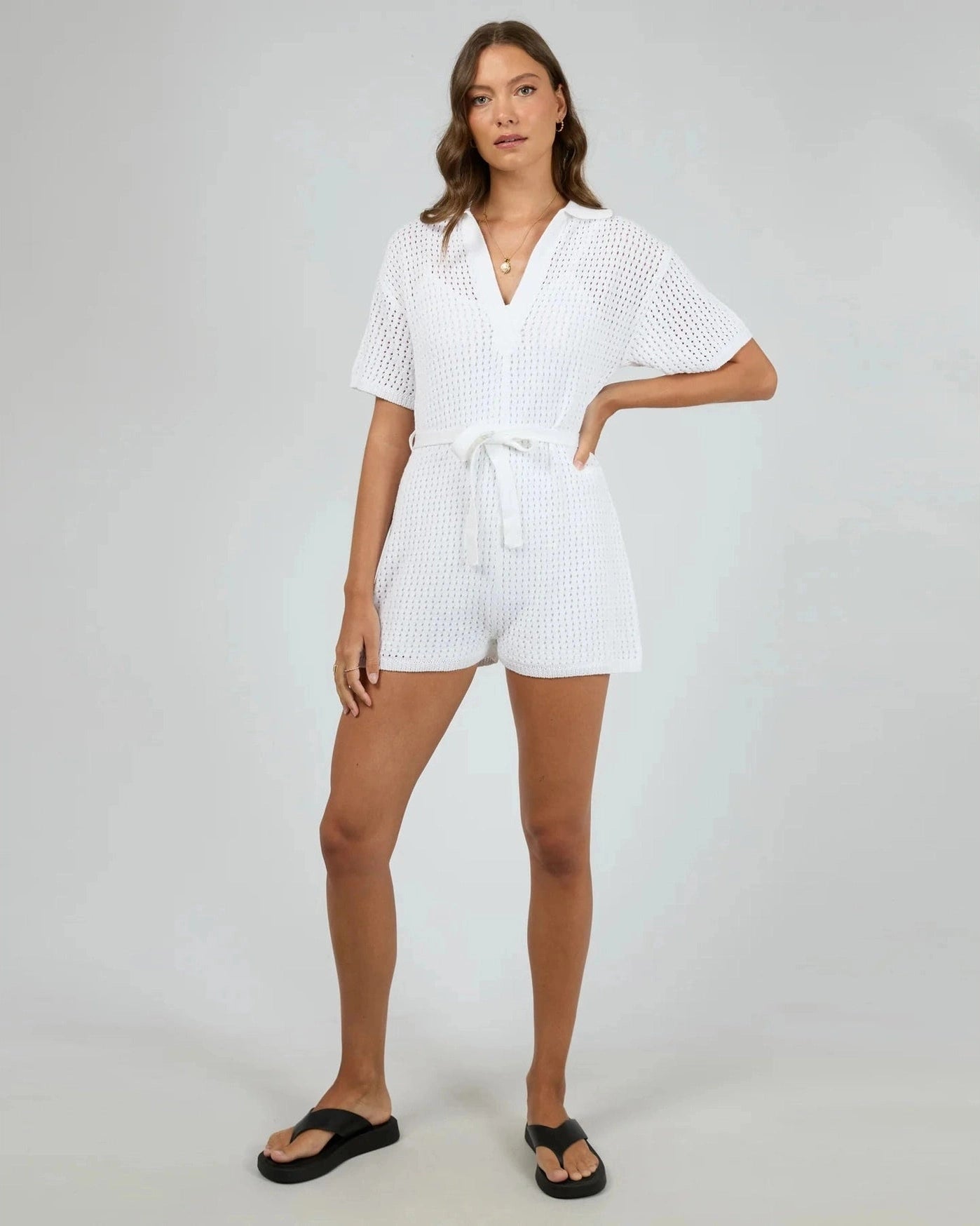 ALL ABOUT EVE Crochet playsuit - Vintage white