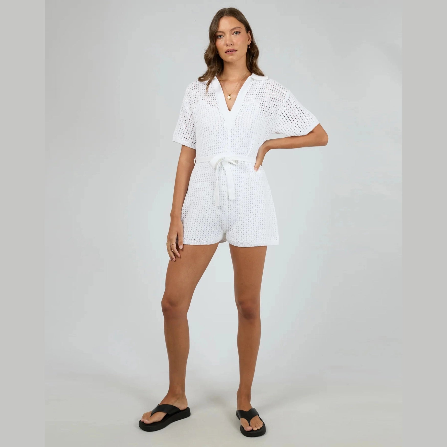 ALL ABOUT EVE Crochet playsuit - Vintage white