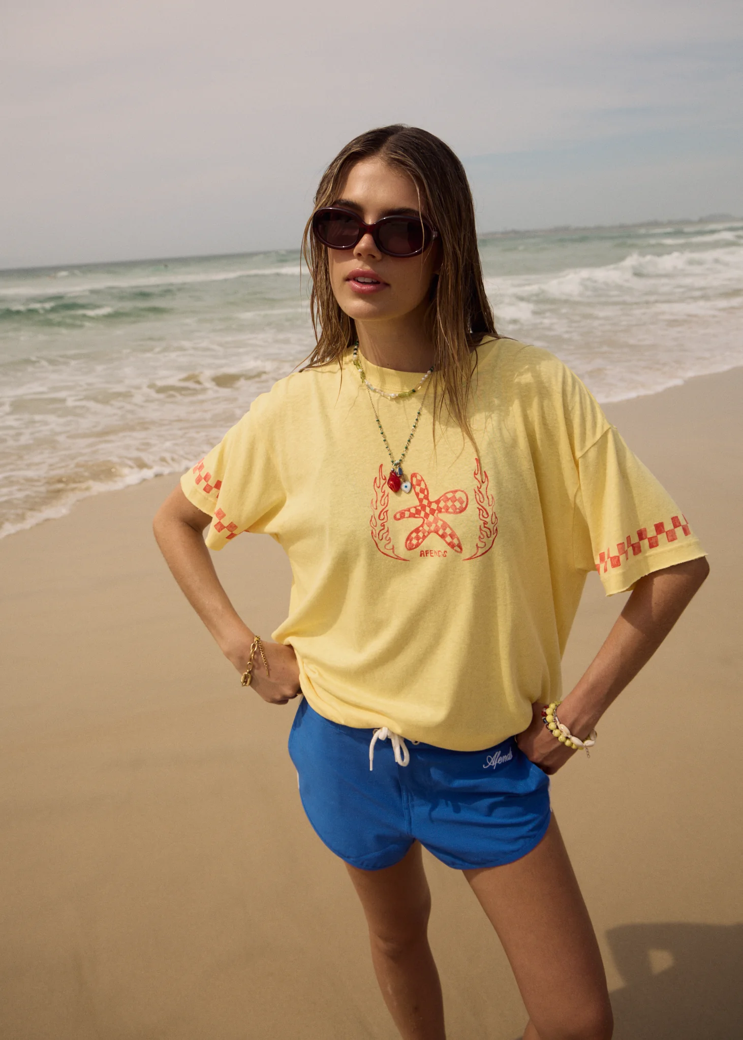AFENDS Calda- Oversized Tee Oversized Tee - Lemon