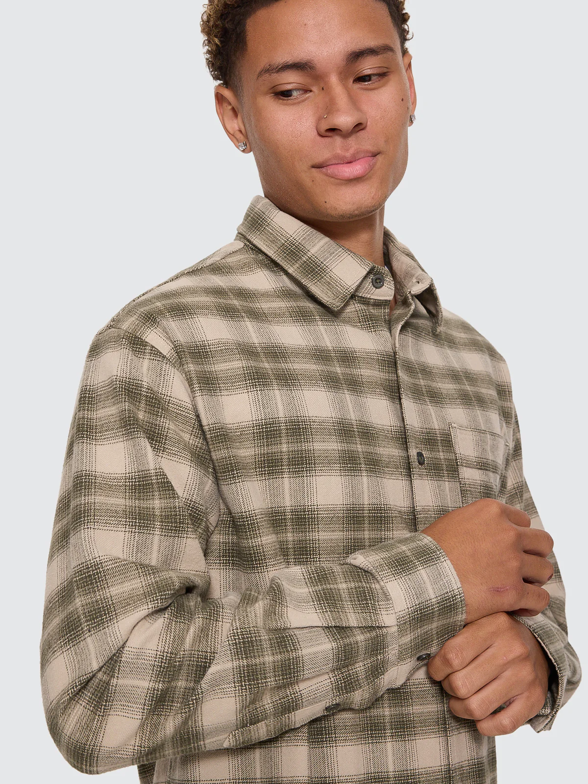 THRILLS Paradise Built Barrio Long Sleeve Flannel Shirt - Military green