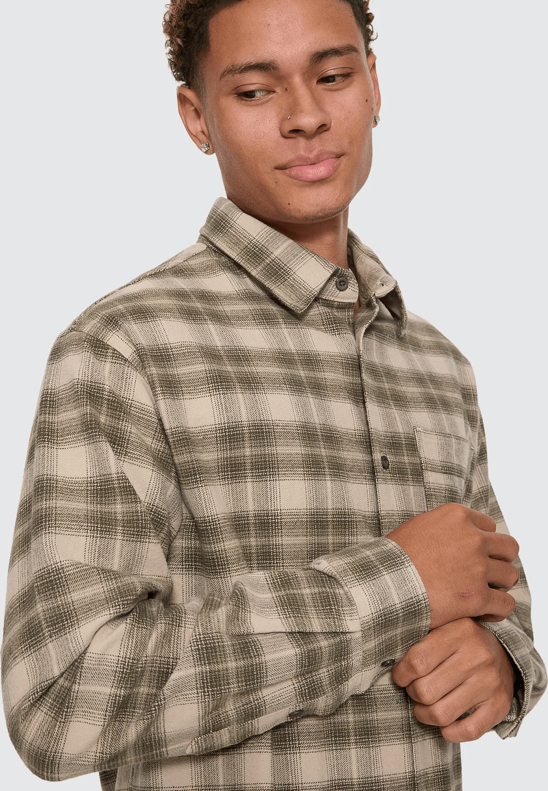 THRILLS Paradise Built Barrio Long Sleeve Flannel Shirt - Military green
