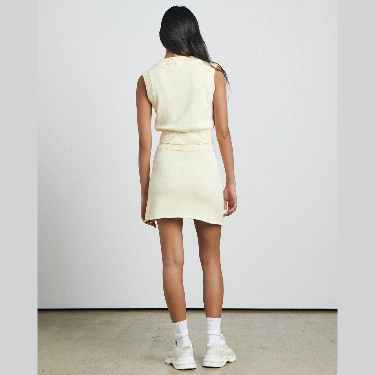CHARLIE HOLIDAY bare knitted mini skirt- butter