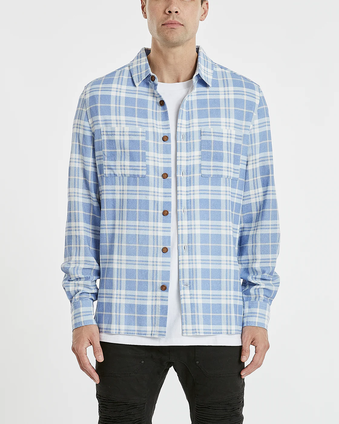 Kscy trusted casual long sleeve shirt - purple/tan check