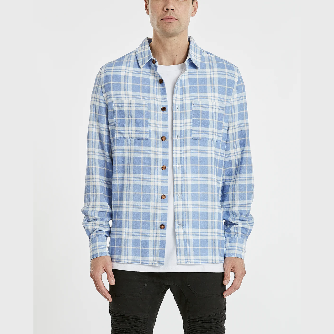 Kscy trusted casual long sleeve shirt - purple/tan check