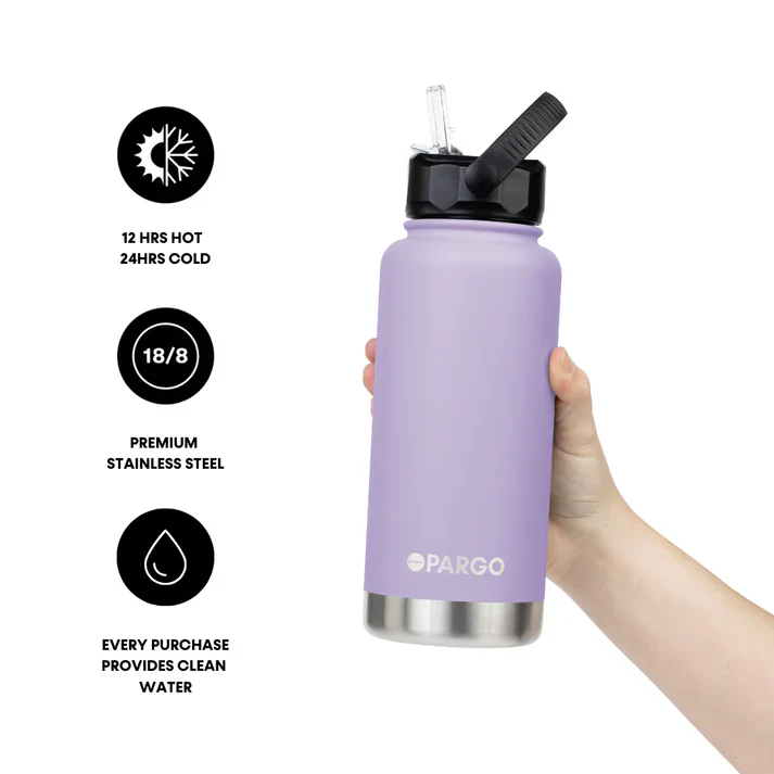 PROJECT PARGO 950mL Insulated Bottle w/ Straw Lid - Lilac