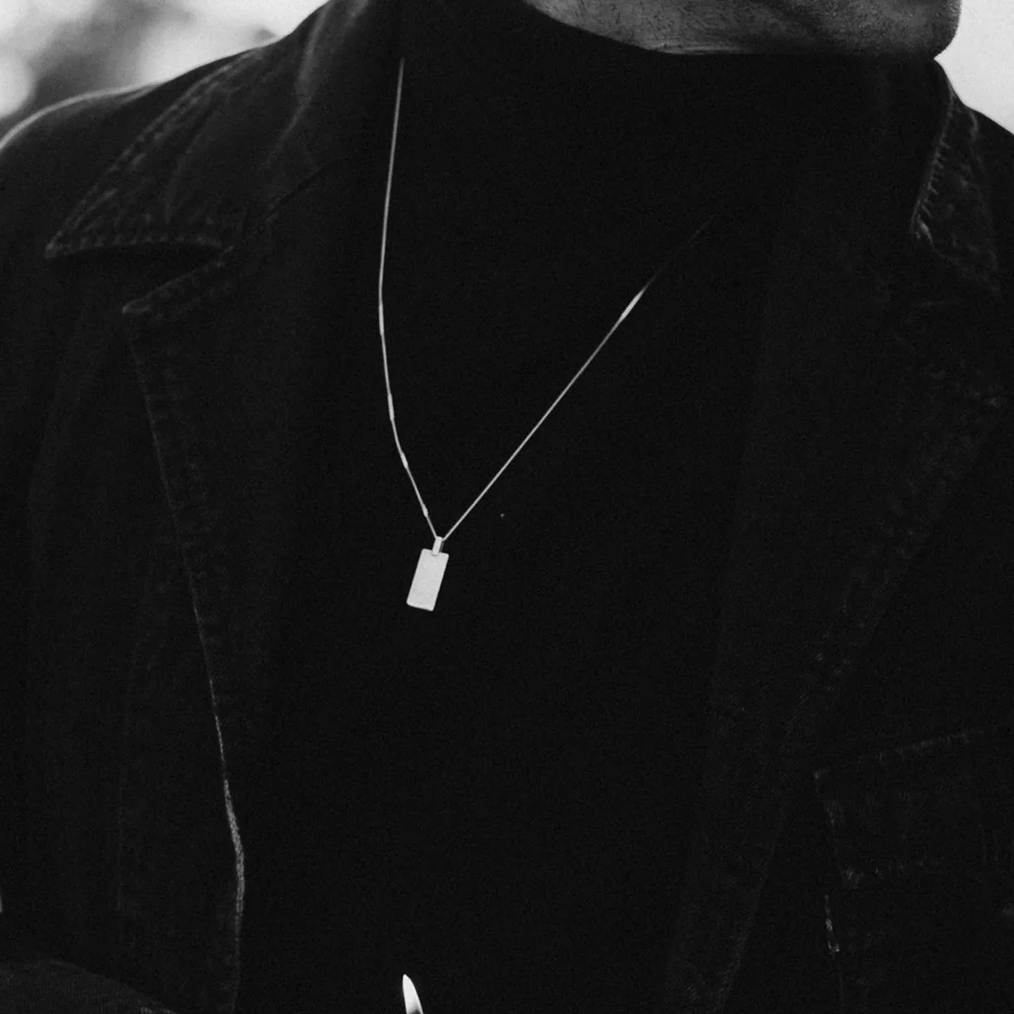 SUE THE BOY Rectangle Pendant 50cm - 925 Silver