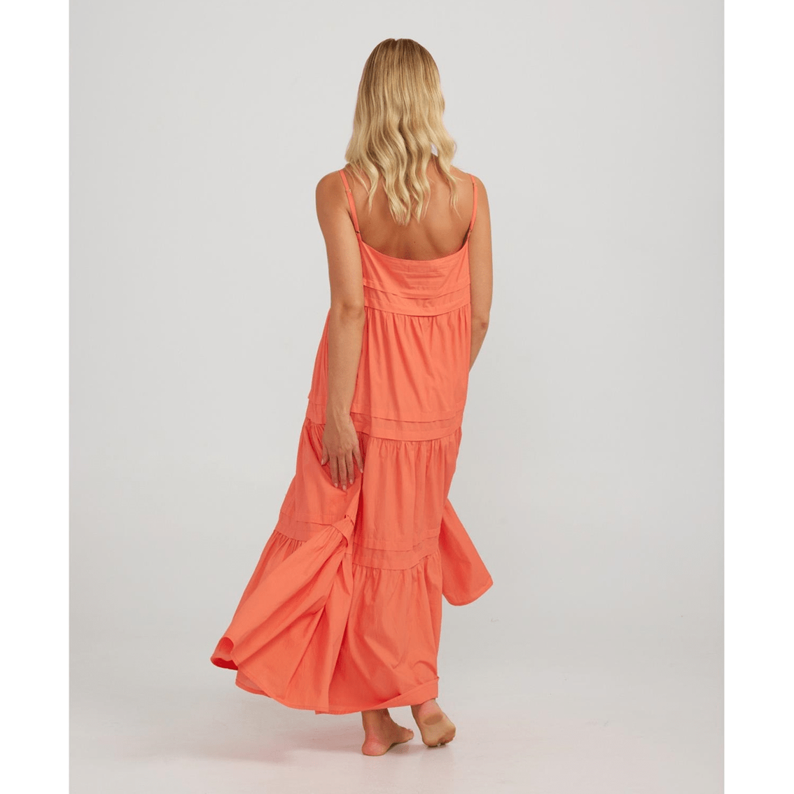 Charlie Holiday Esme Coral Strappy Maxi Dress