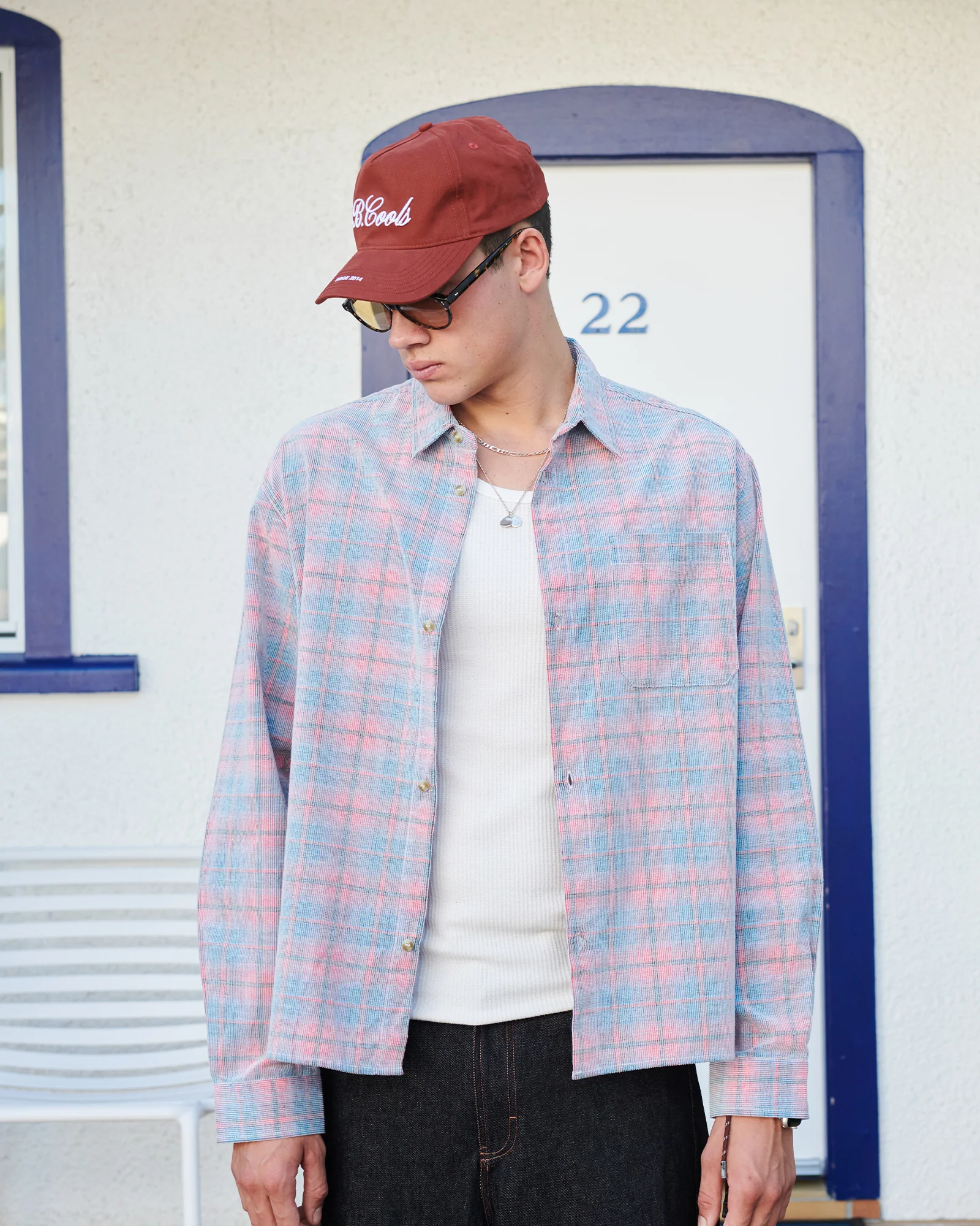 BARNEY COOLS Cabin Shirt Pink Cord Plaid