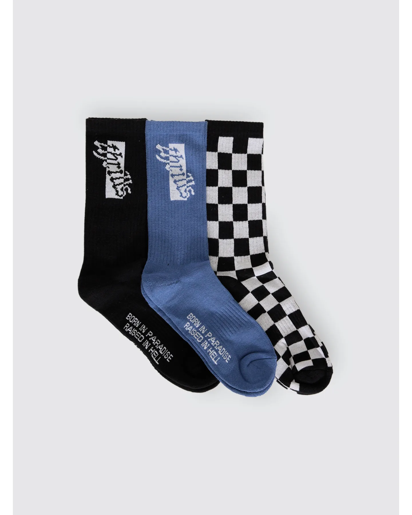 THRILLS Can You Feel It 3 Pack Sock - Black - Federal Blue - Black Check