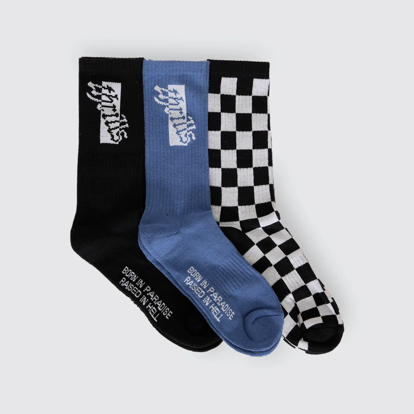 THRILLS Can You Feel It 3 Pack Sock - Black - Federal Blue - Black Check