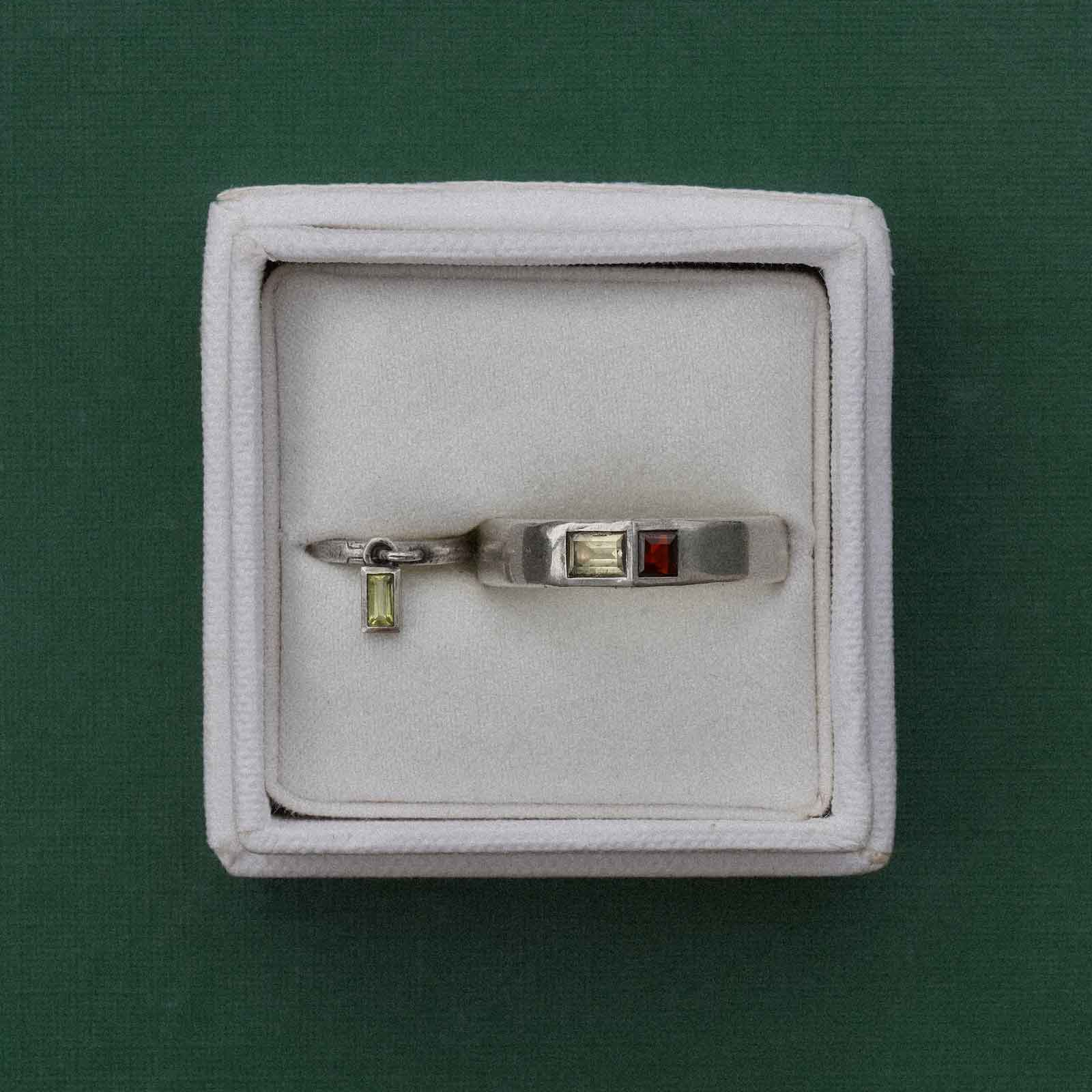 SUE THE BOY Axis ring 925 Silver/garnet/lemon quartz