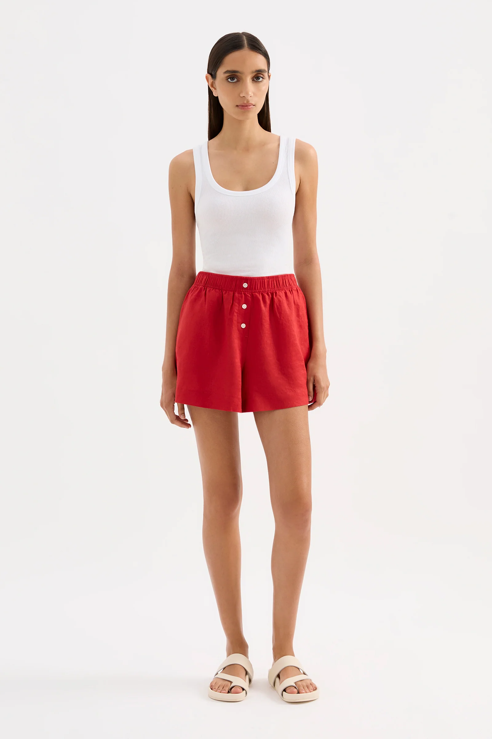 NUDE LUCY Lounge Linen Short - Vermillion
