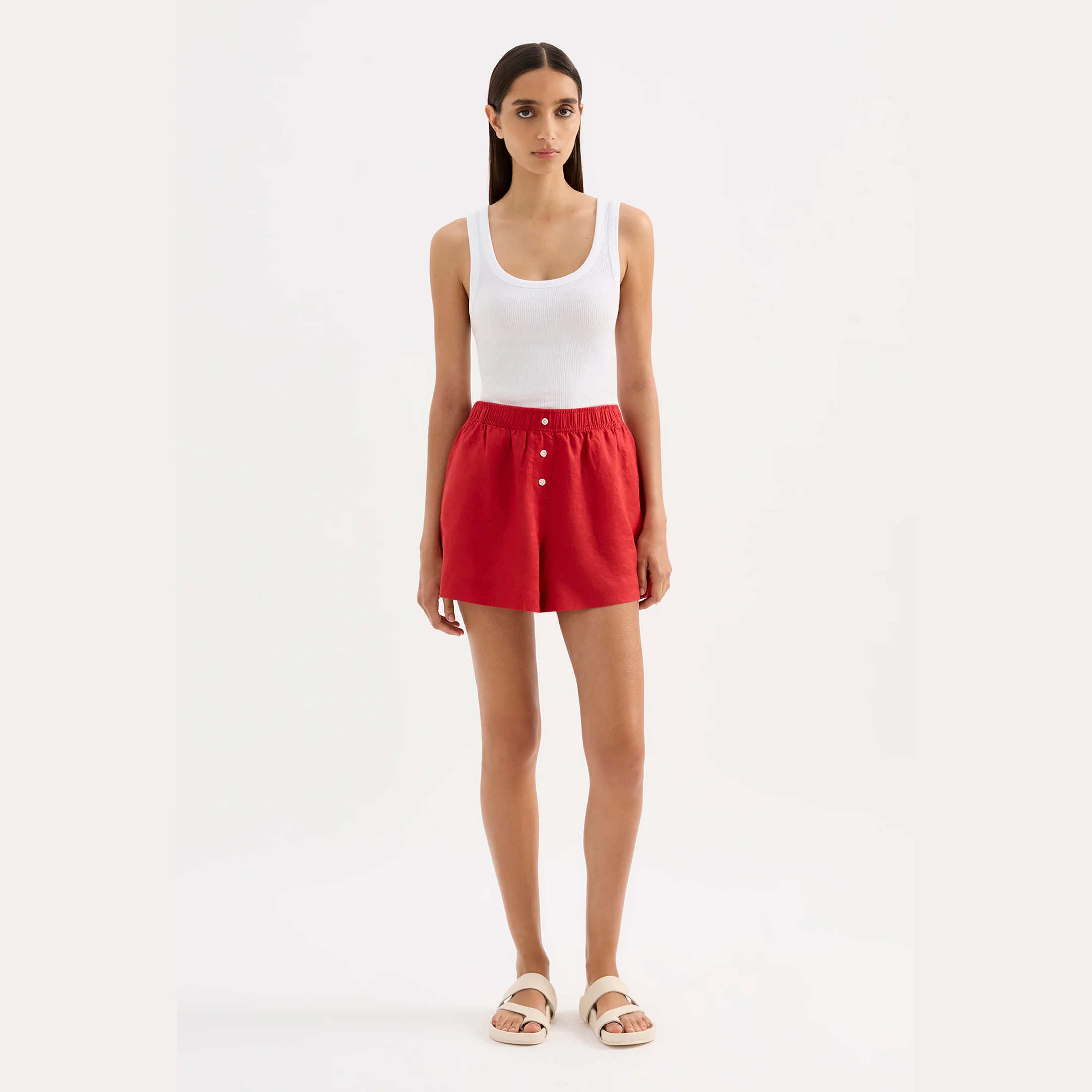 NUDE LUCY Lounge Linen Short - Vermillion