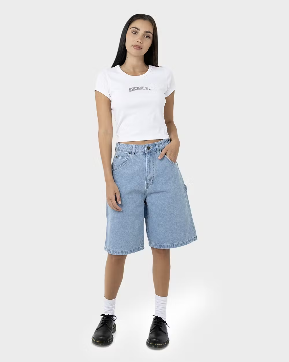 DICKIES Light denim short 11" Relaxed fit carpenter shorts - Sky blue