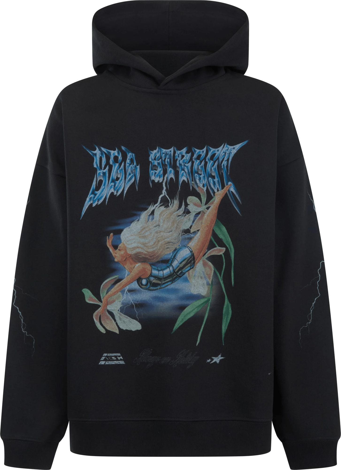 SEA STREET Metallic driver oversized hoody - Washed black