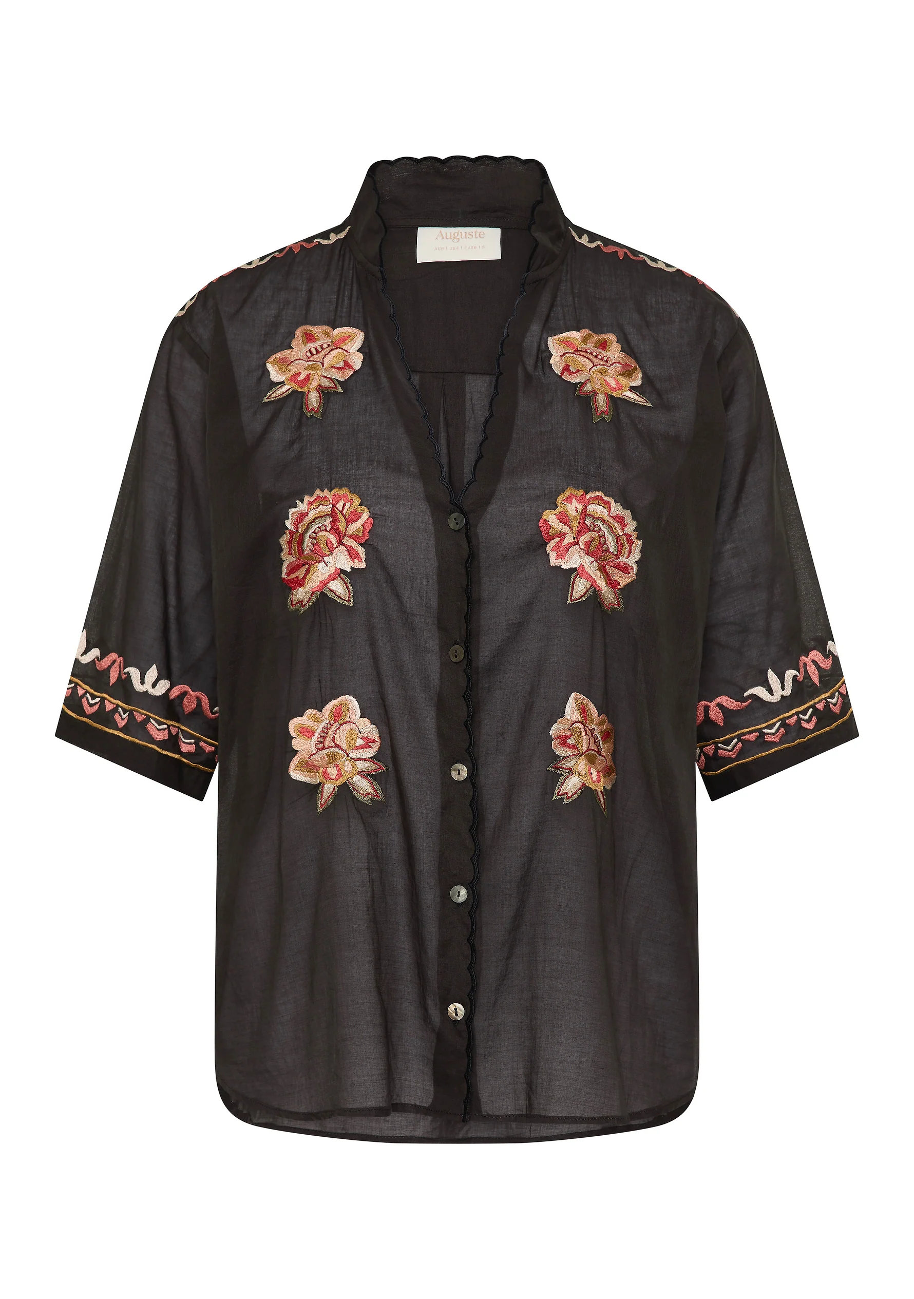 AUGUSTE THE LABEL Vesper Embroidered Blouse - Black