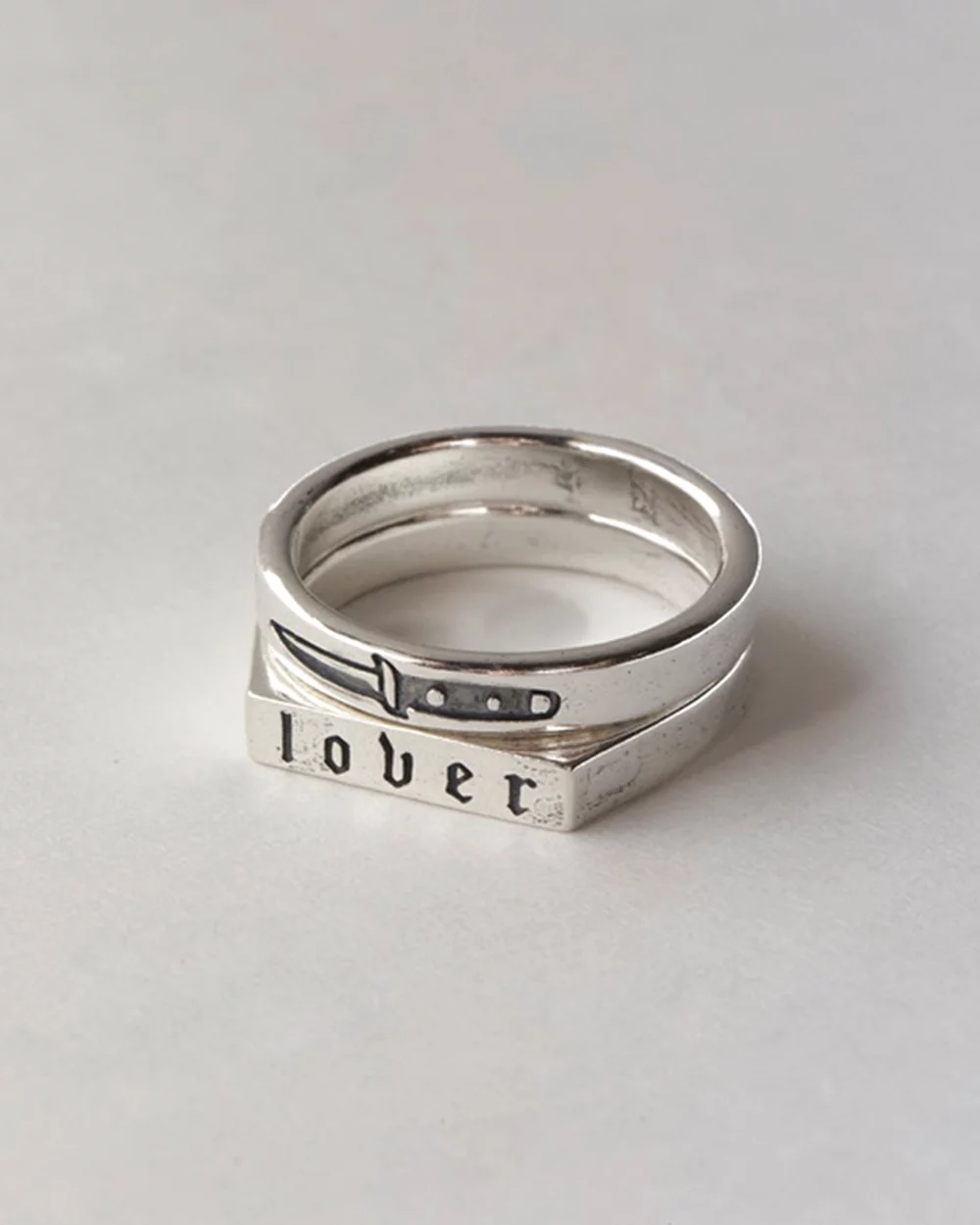 SUE THE BOY Dagger Stacker Ring Size T - 925 silver