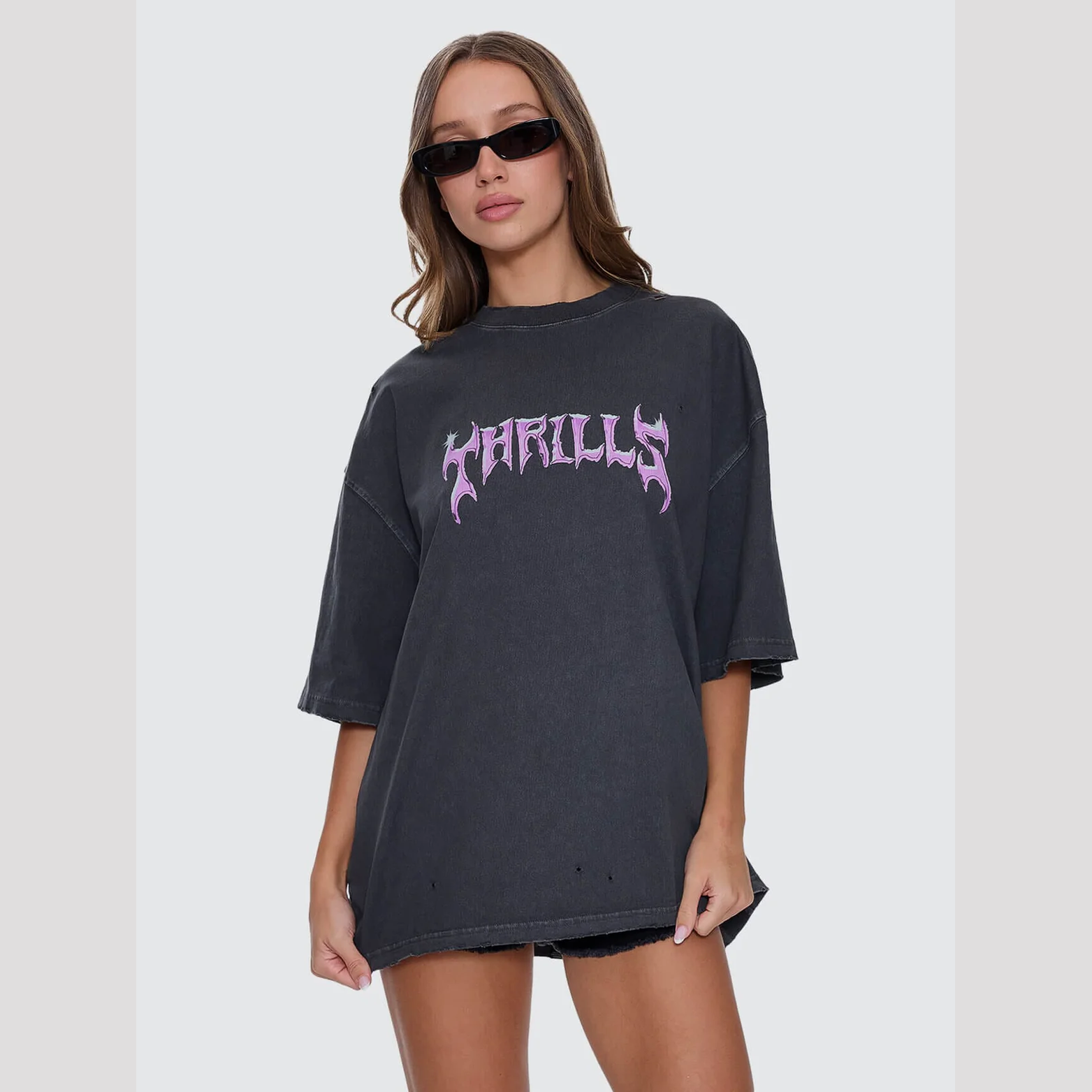 Thrills Neon Metal Oversized Tee - Merch Black