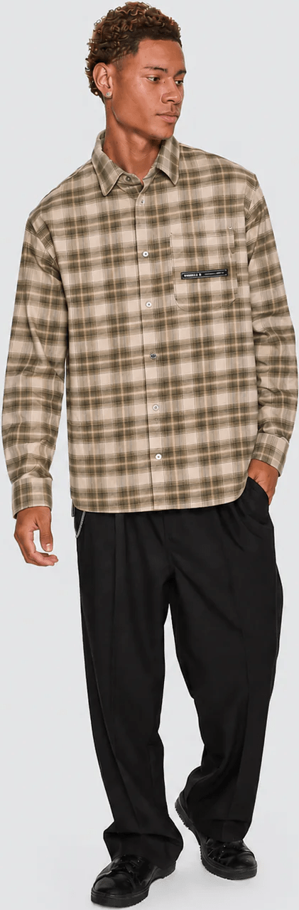 THRILLS Paradise Built Barrio Long Sleeve Flannel Shirt - Military green