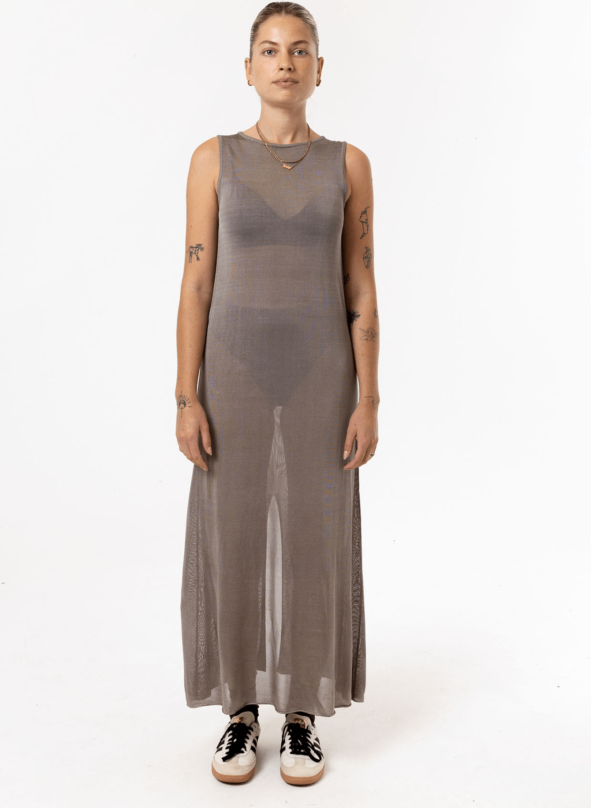 THRILLS Anais sleeveless sheer knit dress - Fungi