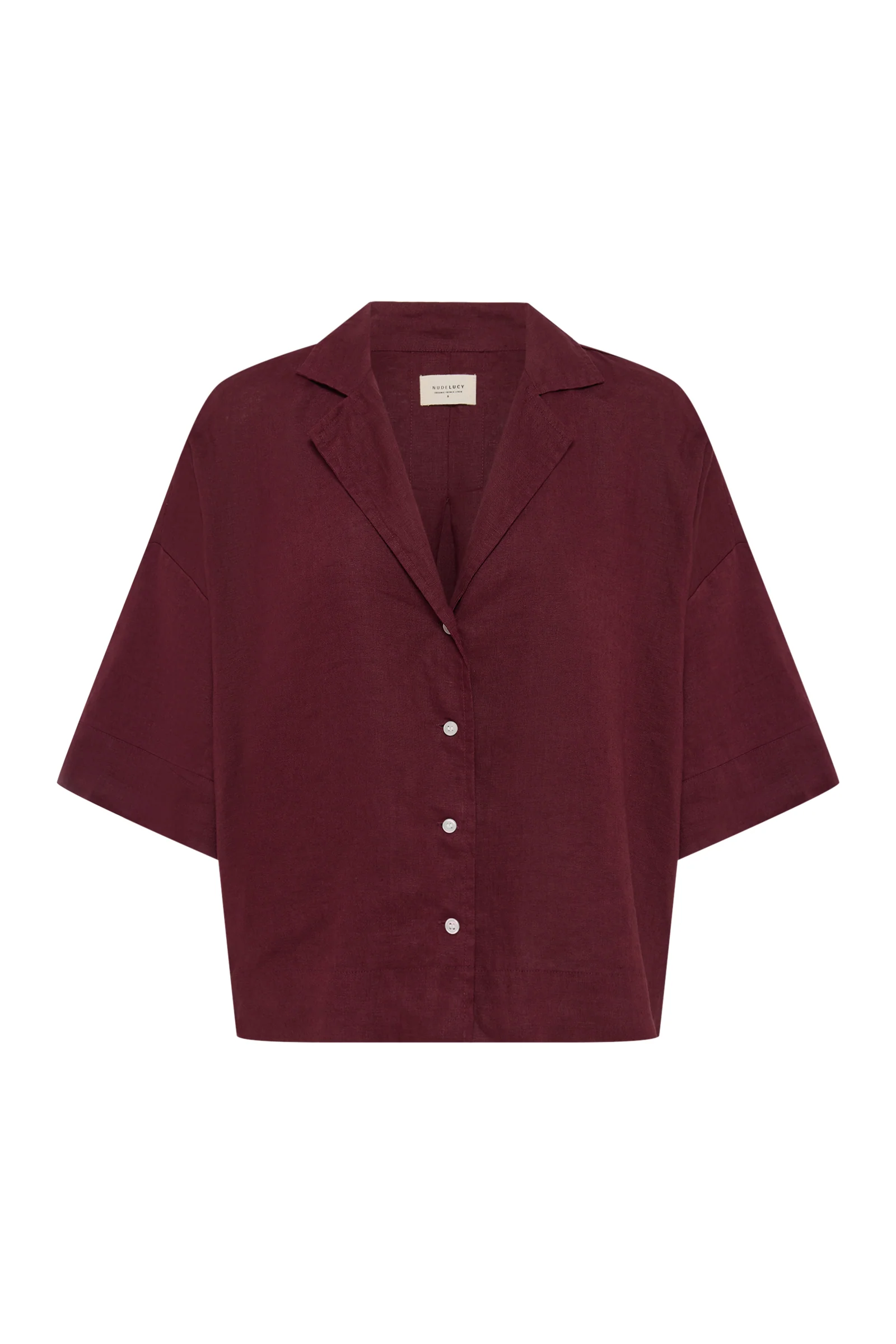 NUDE LUCY Lounge Linen Shirt - Merlot