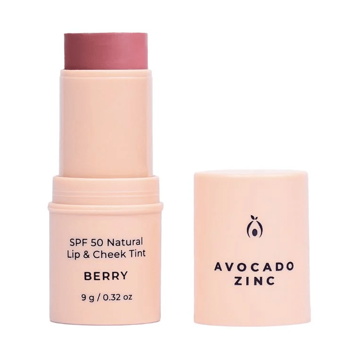 Avocado zinc spf50 natural lip & cheek tint - berry