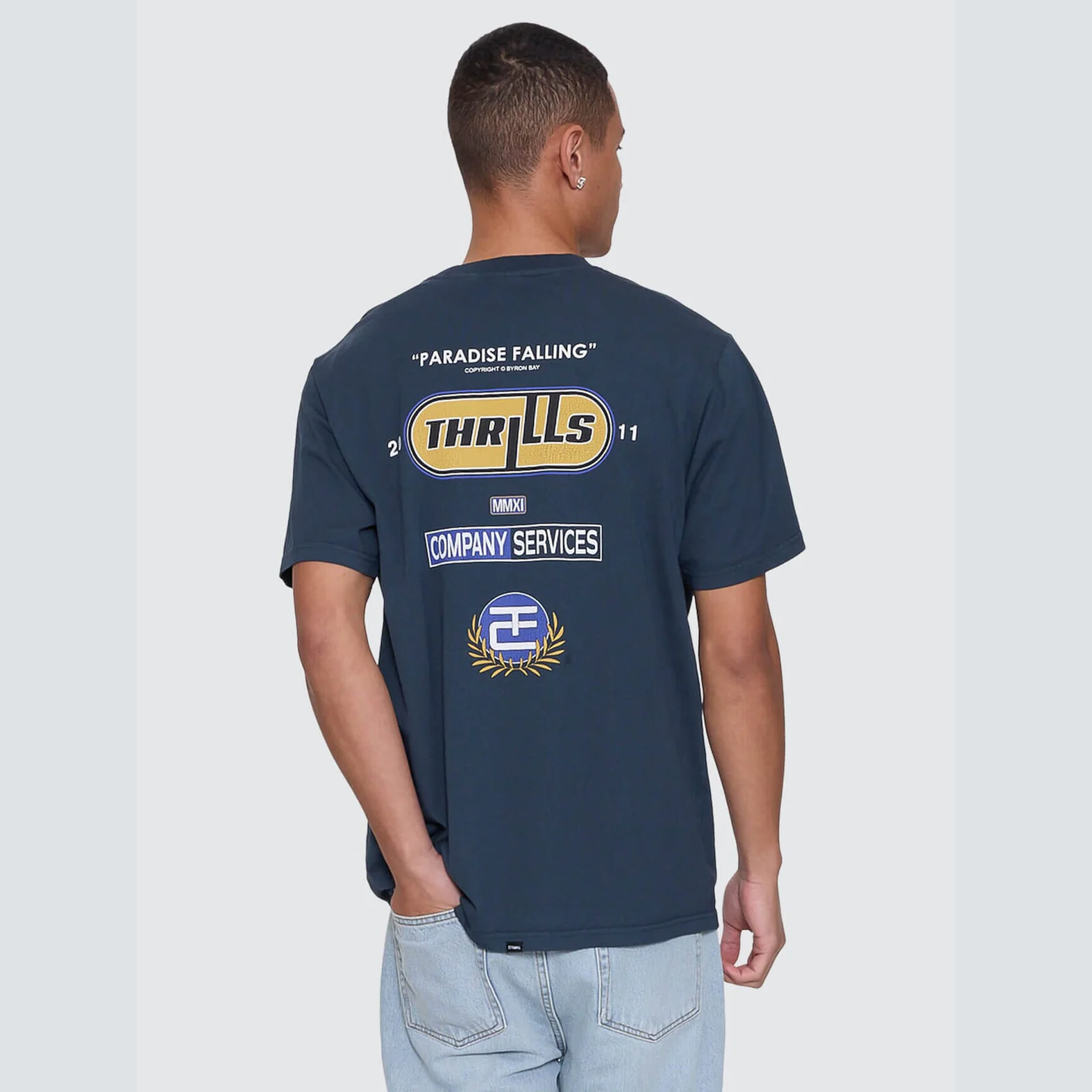Thrills Paradise Falling Merch Fit Tee - Federal Blue