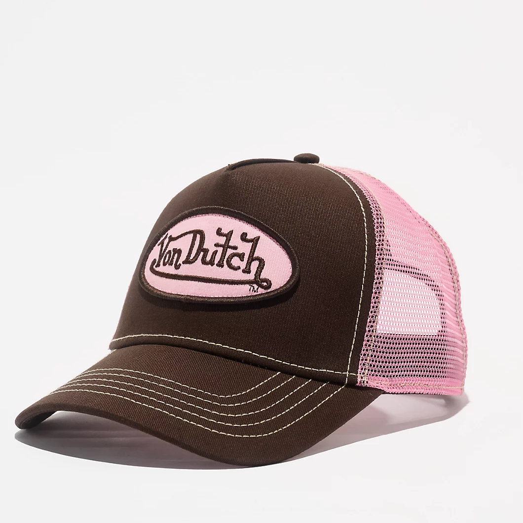 VON DUTCH Velvet patch trucker hat - Brown/pink