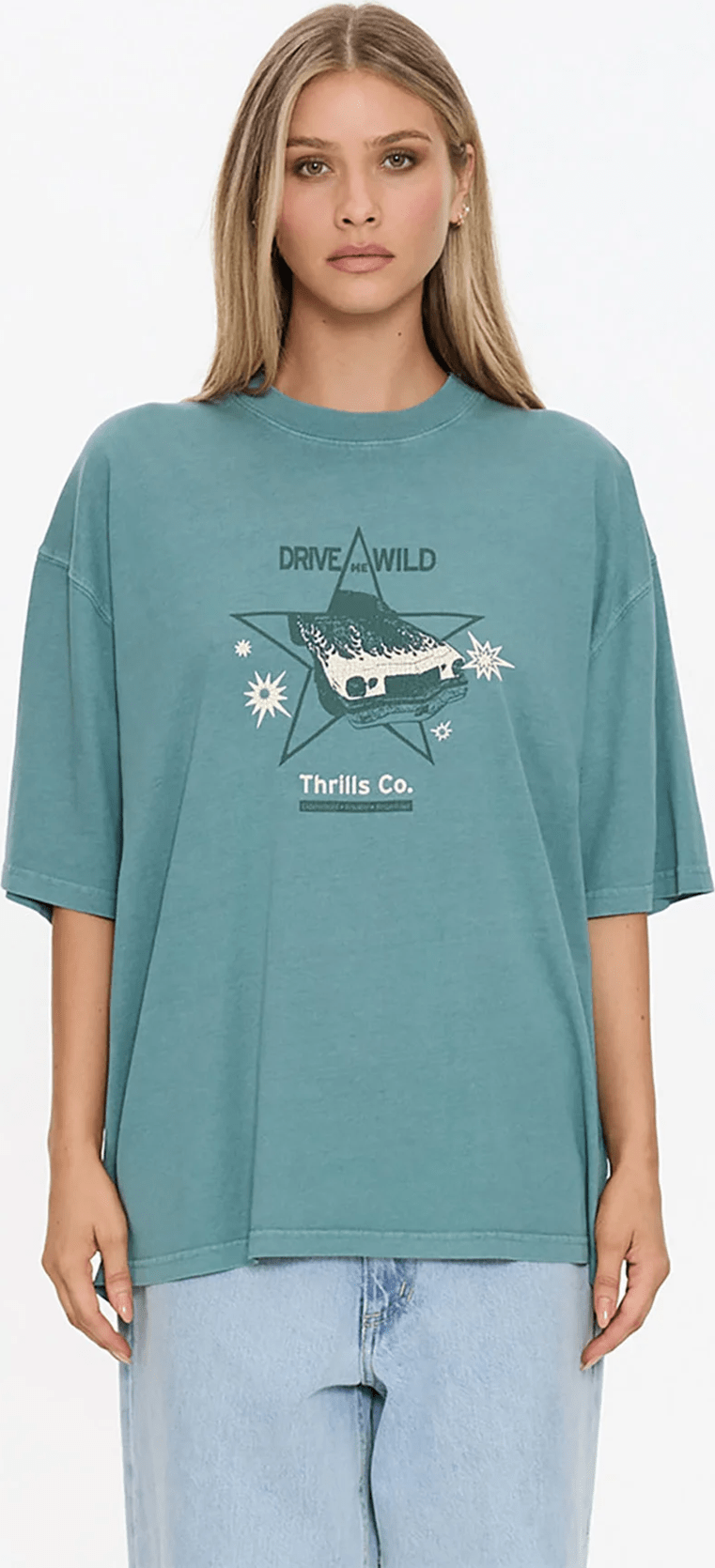 THRILLS Drive Me Wild Oversized Tee - Green Coast