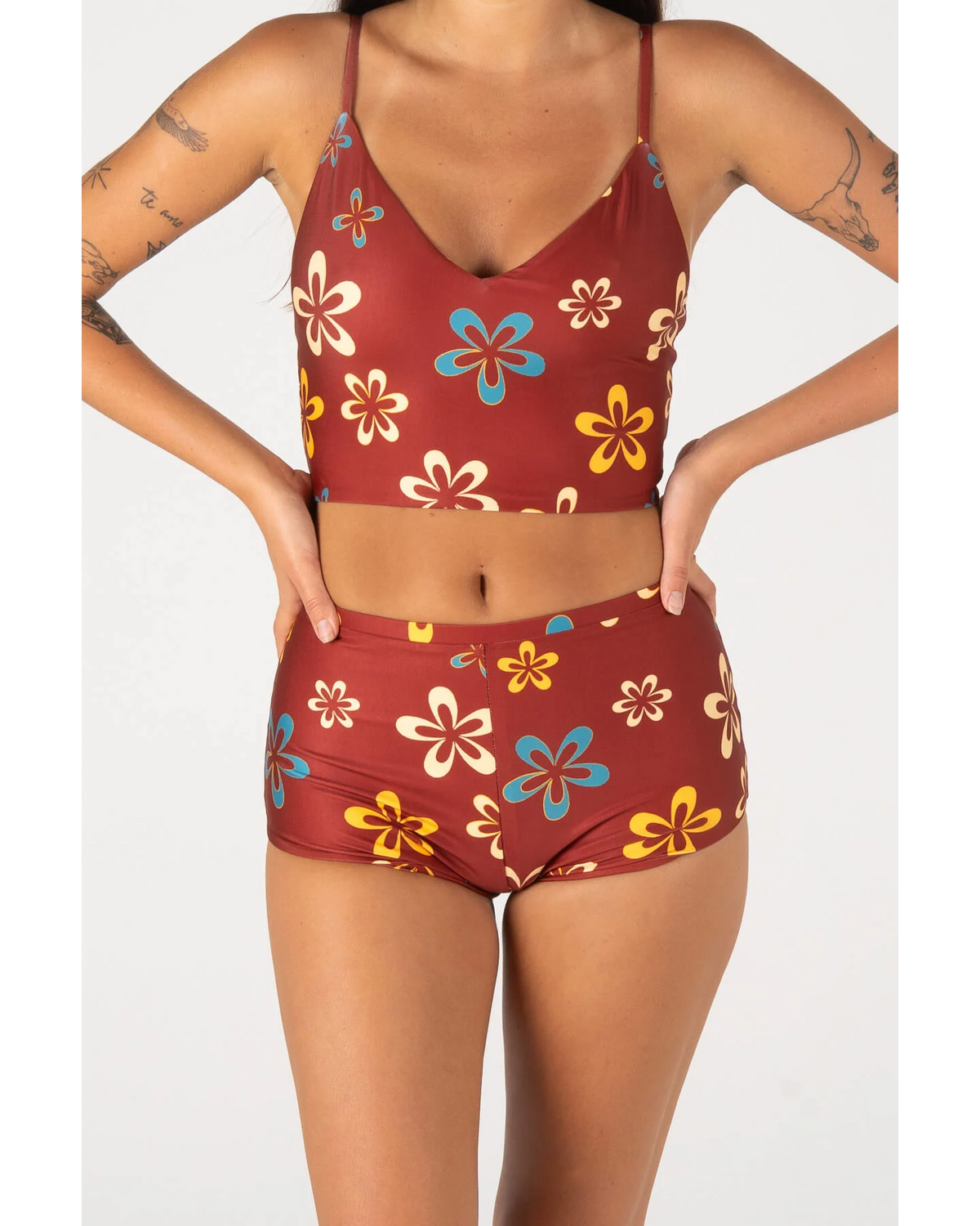 INNER RELM Backbeach shorts - Maroon flower